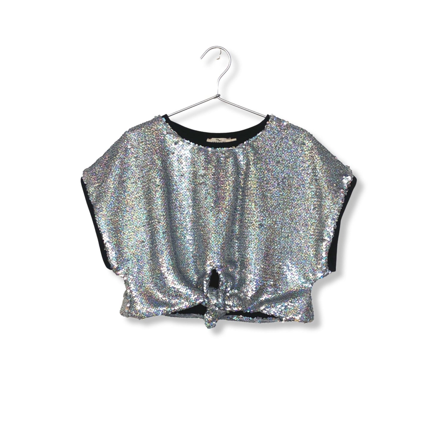 TIE-FRONT SEQUINED TOP