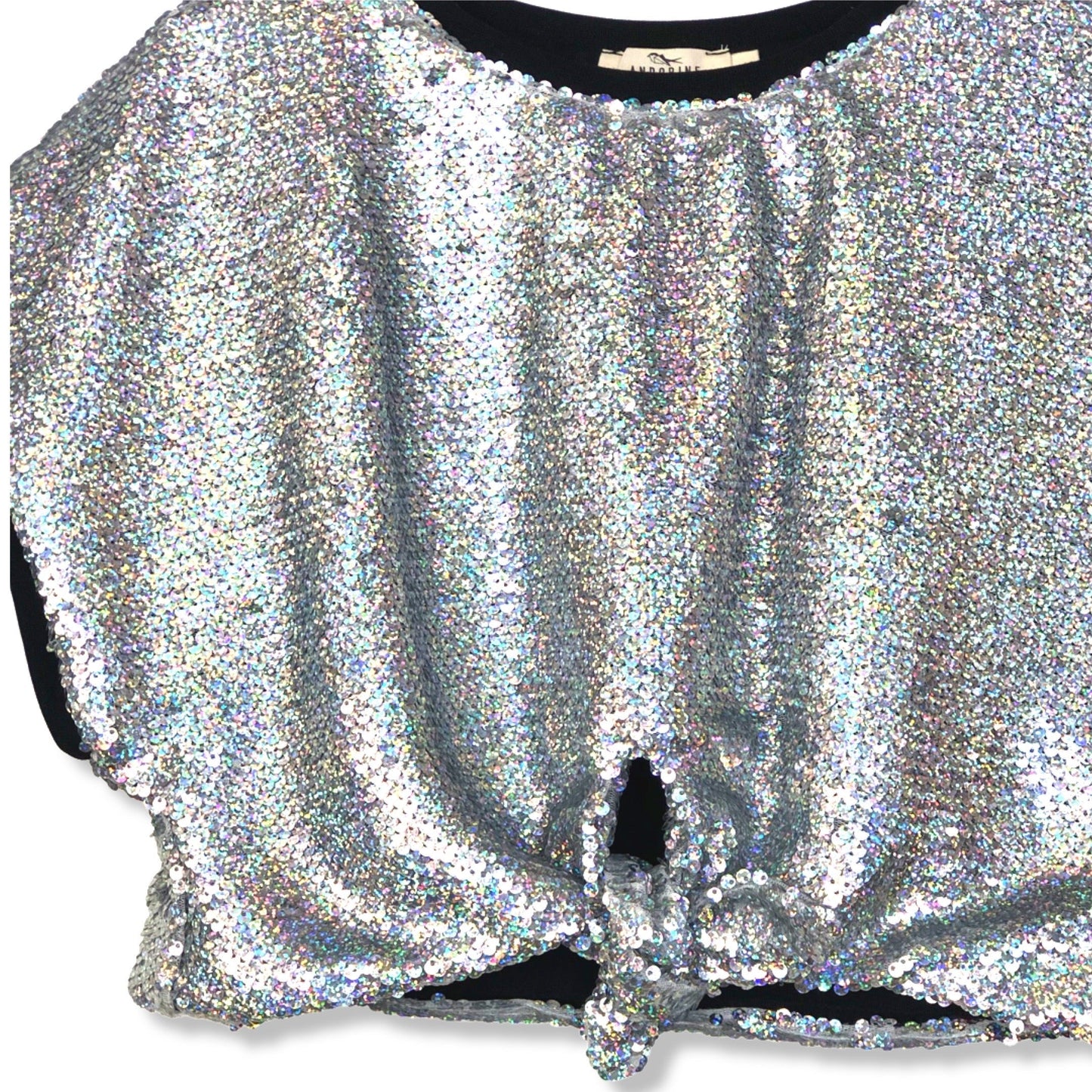 TIE-FRONT SEQUINED TOP