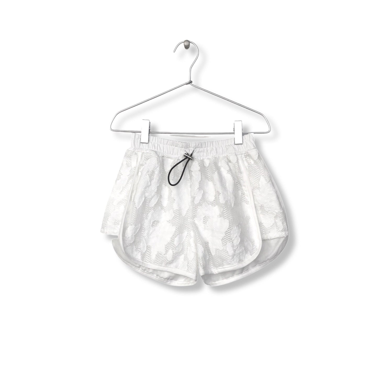 WHITE BURNOUT LACE SHORTS