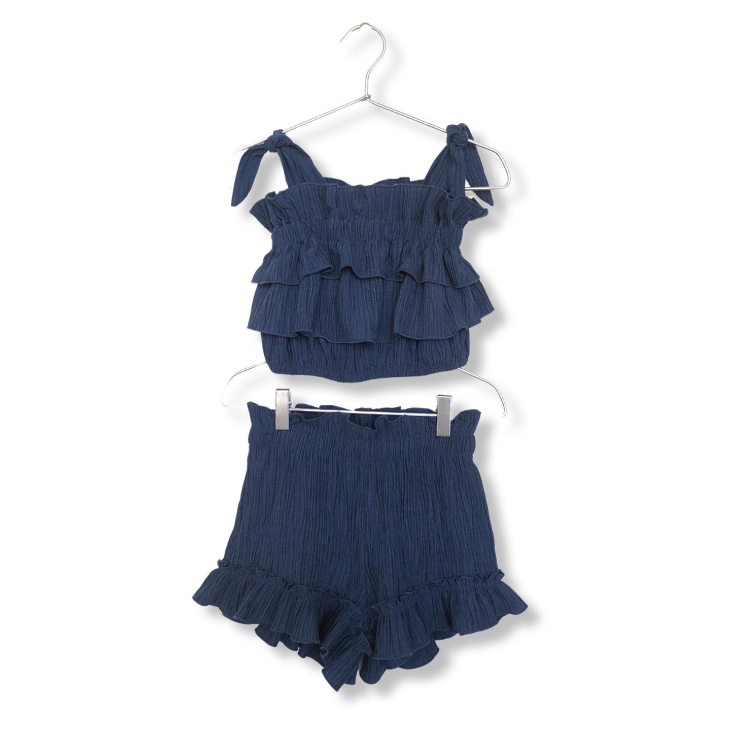 BLUE CRINKLED TWIN SET