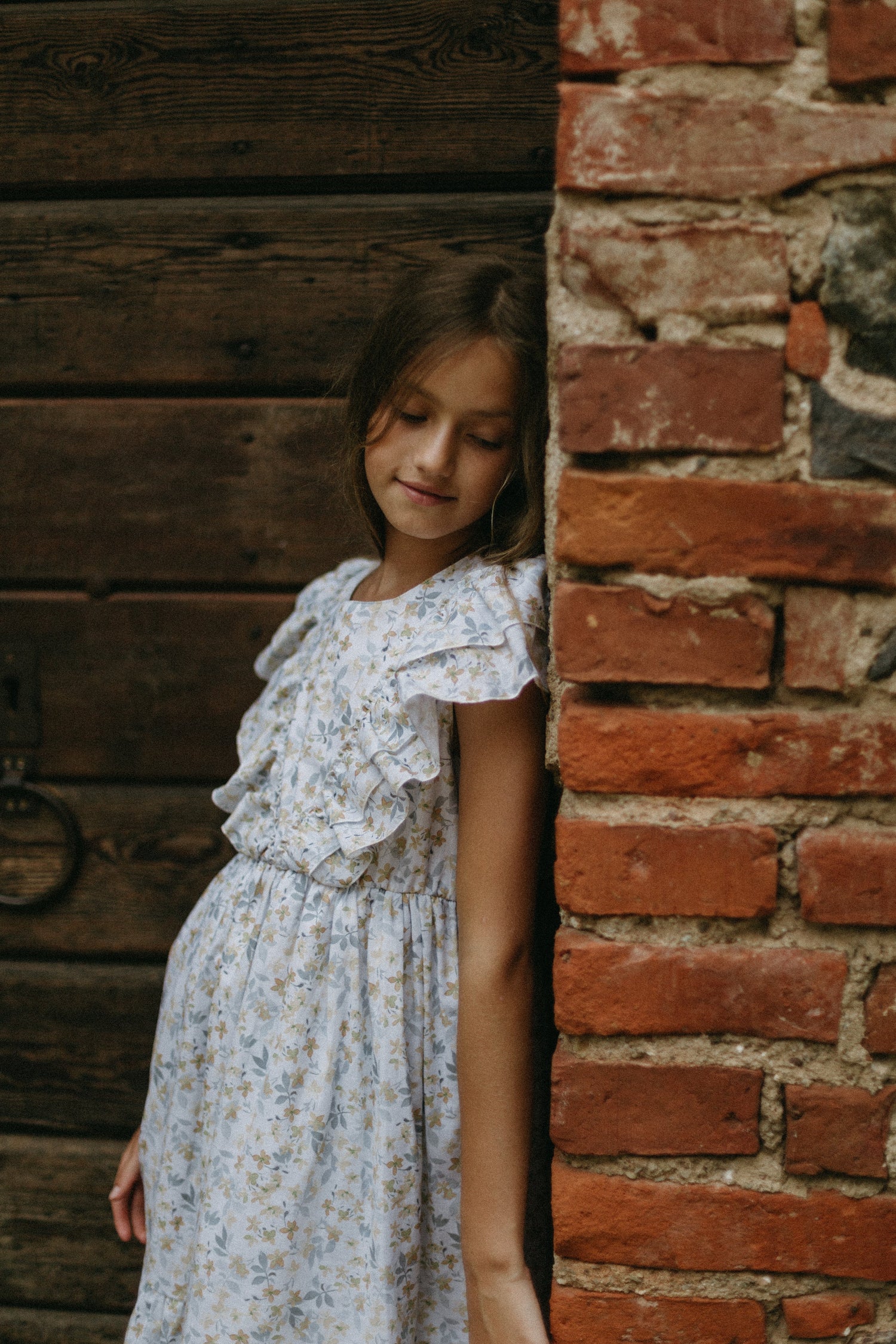 Dress with flower print and frills Dresses Tiny Bunny 