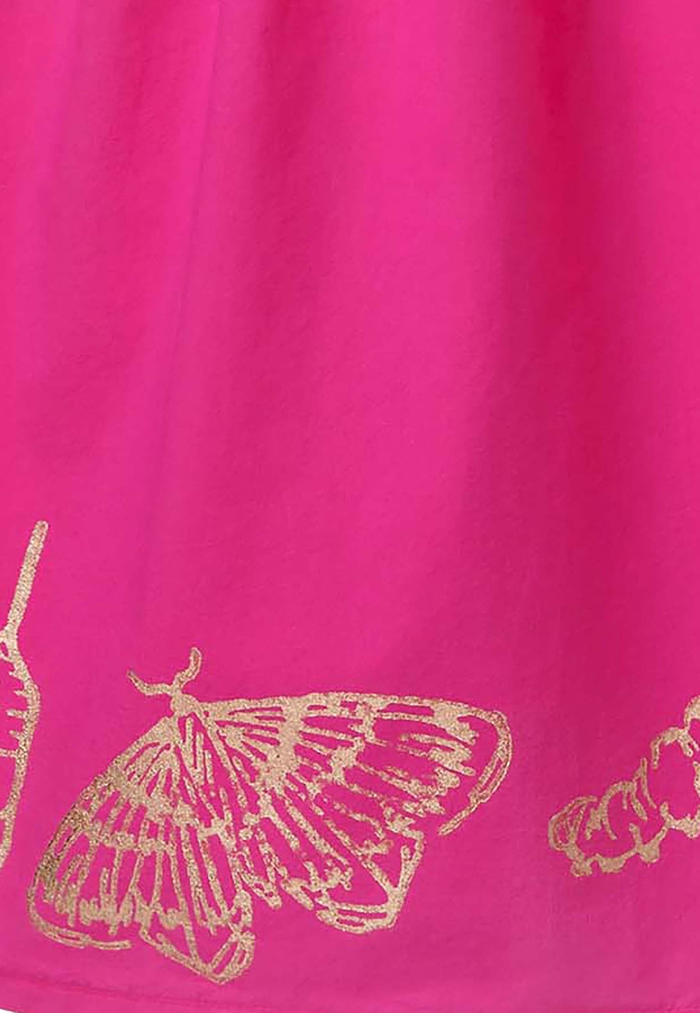 Hot Pink Dress with Cutout Back and Hand Block Print