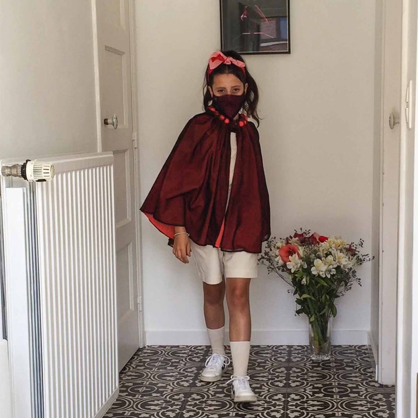 Cape with Cotton Beads and Mesh