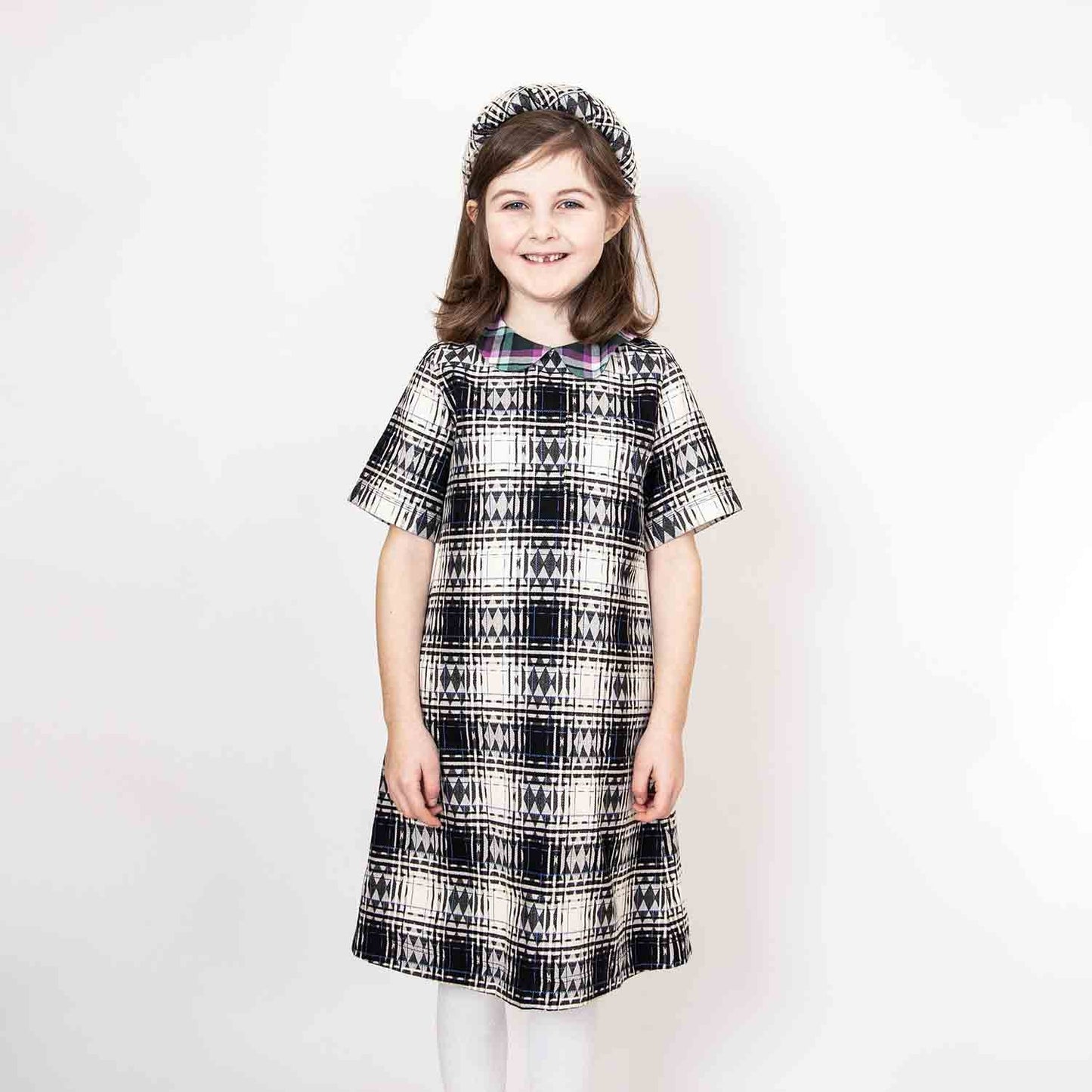 Black and White Tartan A-line Dress