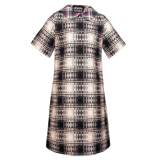 Black and White Tartan A-line Dress