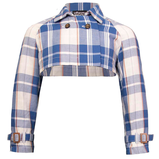 Bolero Jacket in Blue & White Tartan