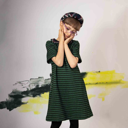 Green pied de poule A-line Dress