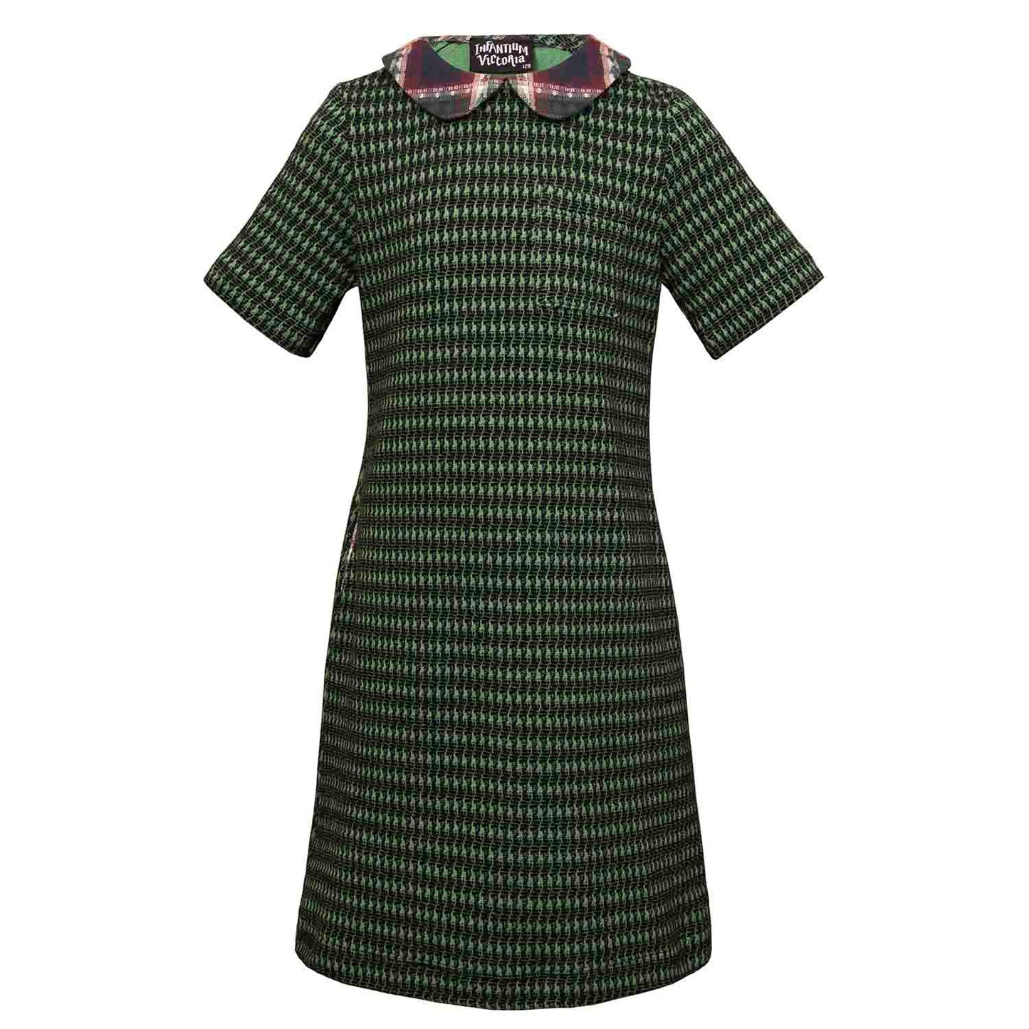 Green pied de poule A-line Dress