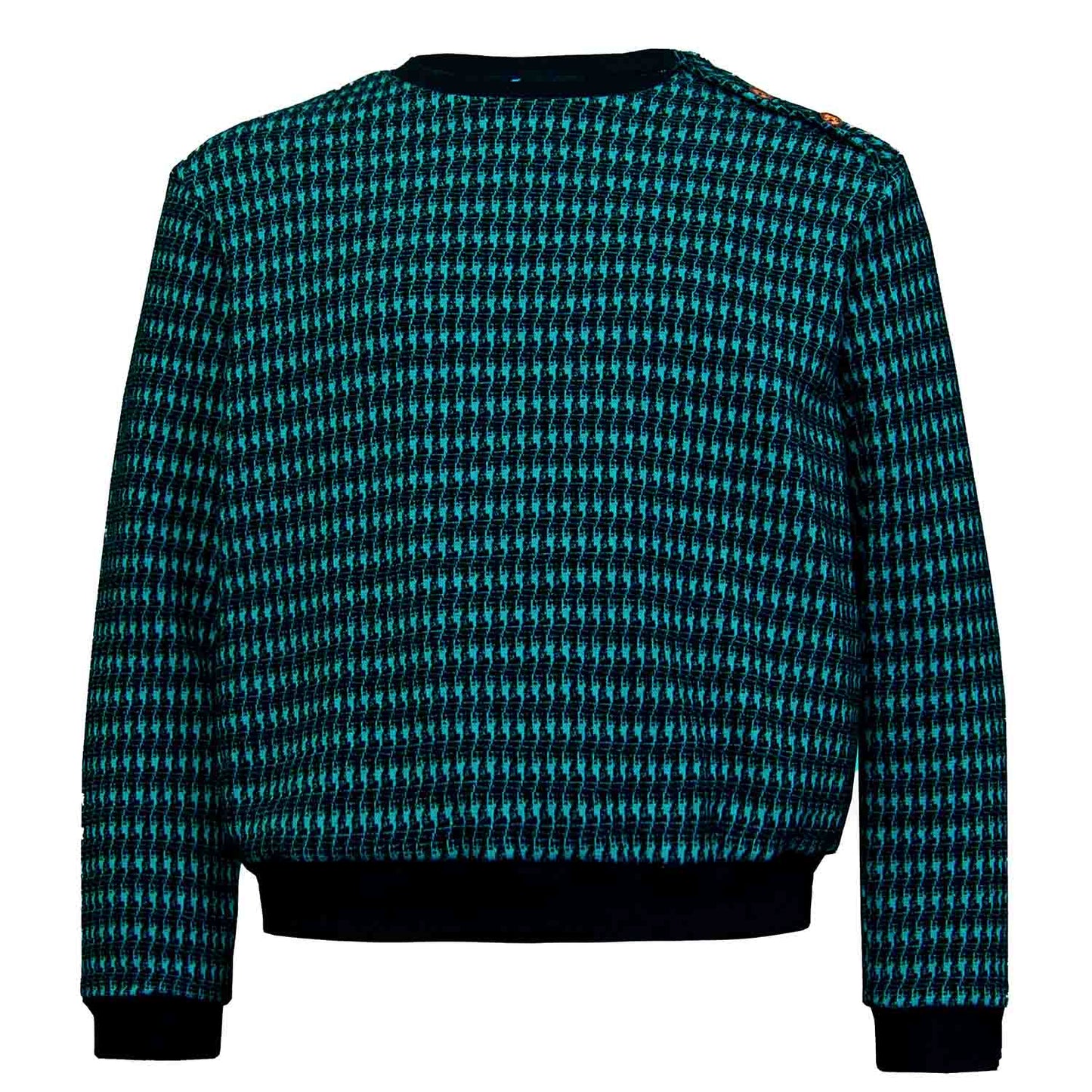 Pied-de-poule Black and Blue Cotton Sweatshirt