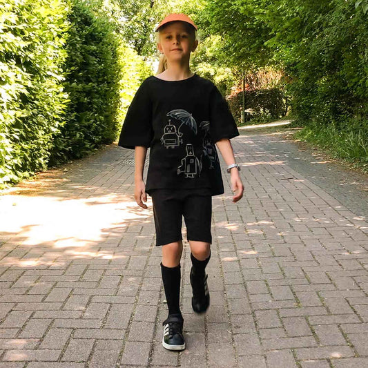 Black Rib Jersey Biker Shorts