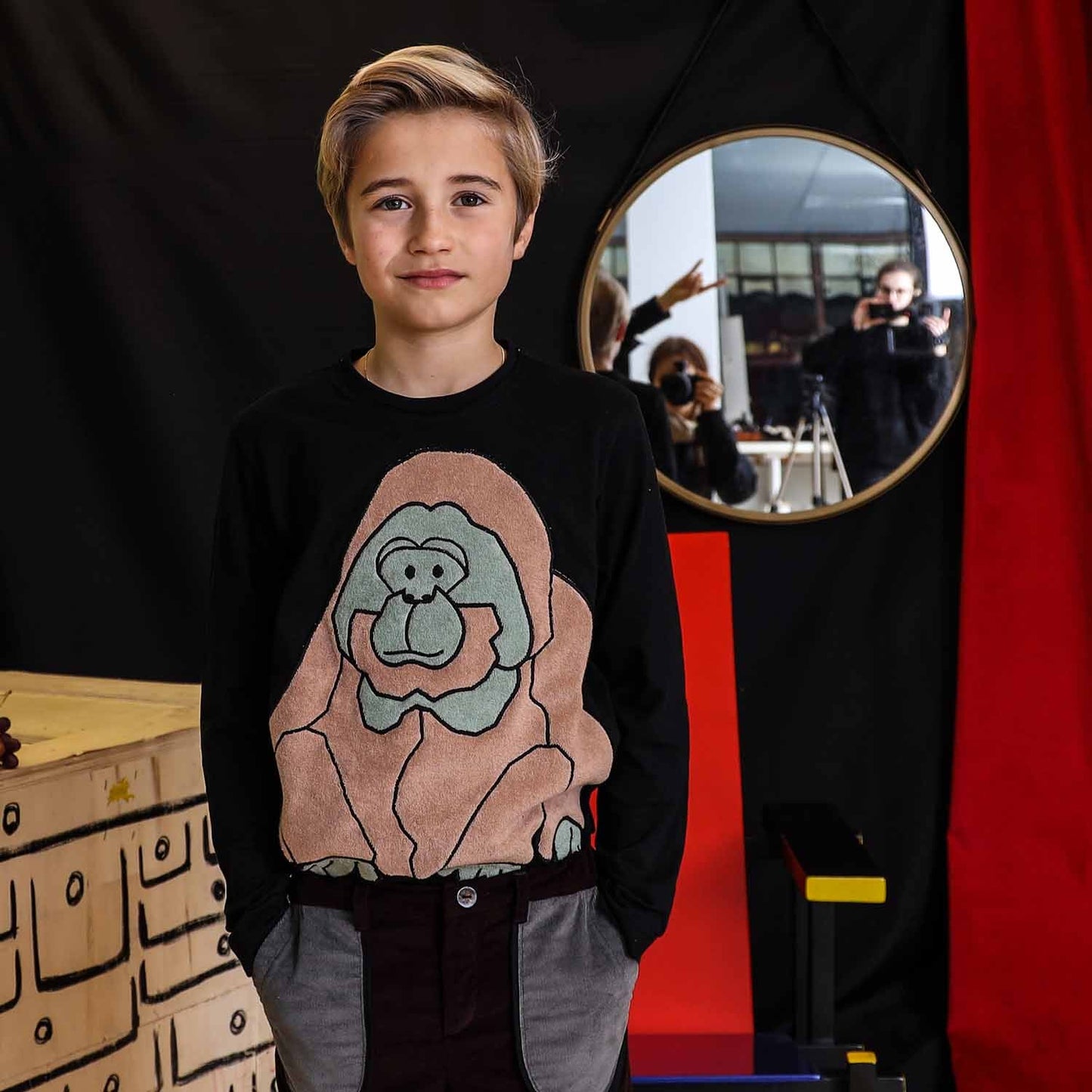 Black Longsleeve Shirt with Orangutan