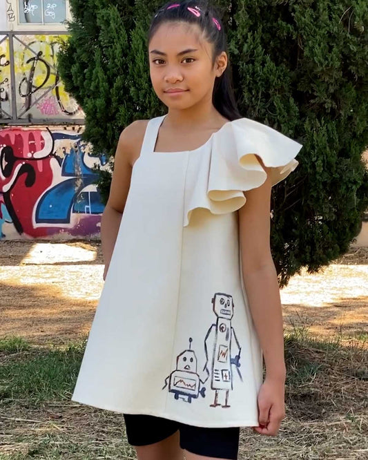 Hand-Painted Mini Dress Limited Edition, GOTS