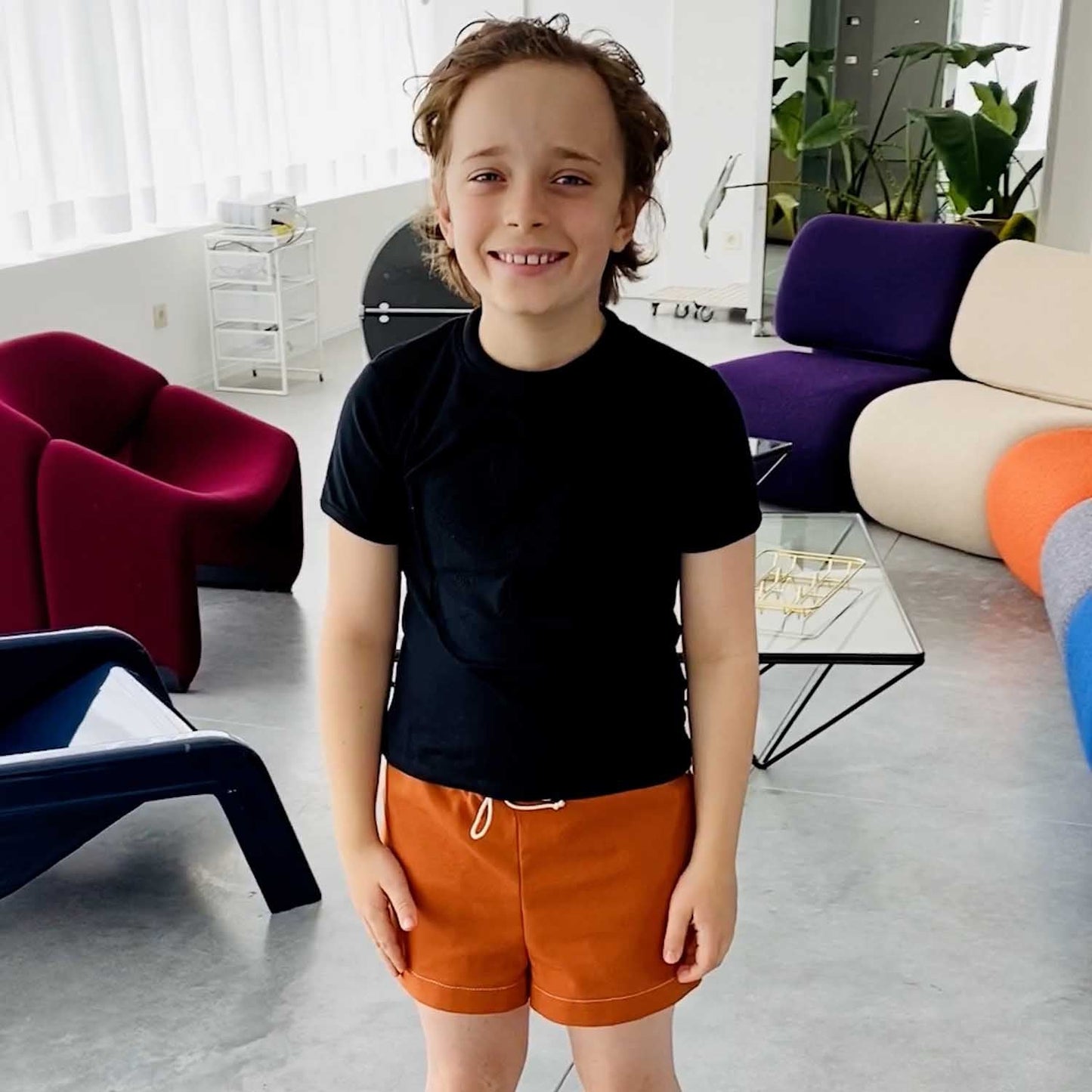 Terracotta Canvas Mini Shorts