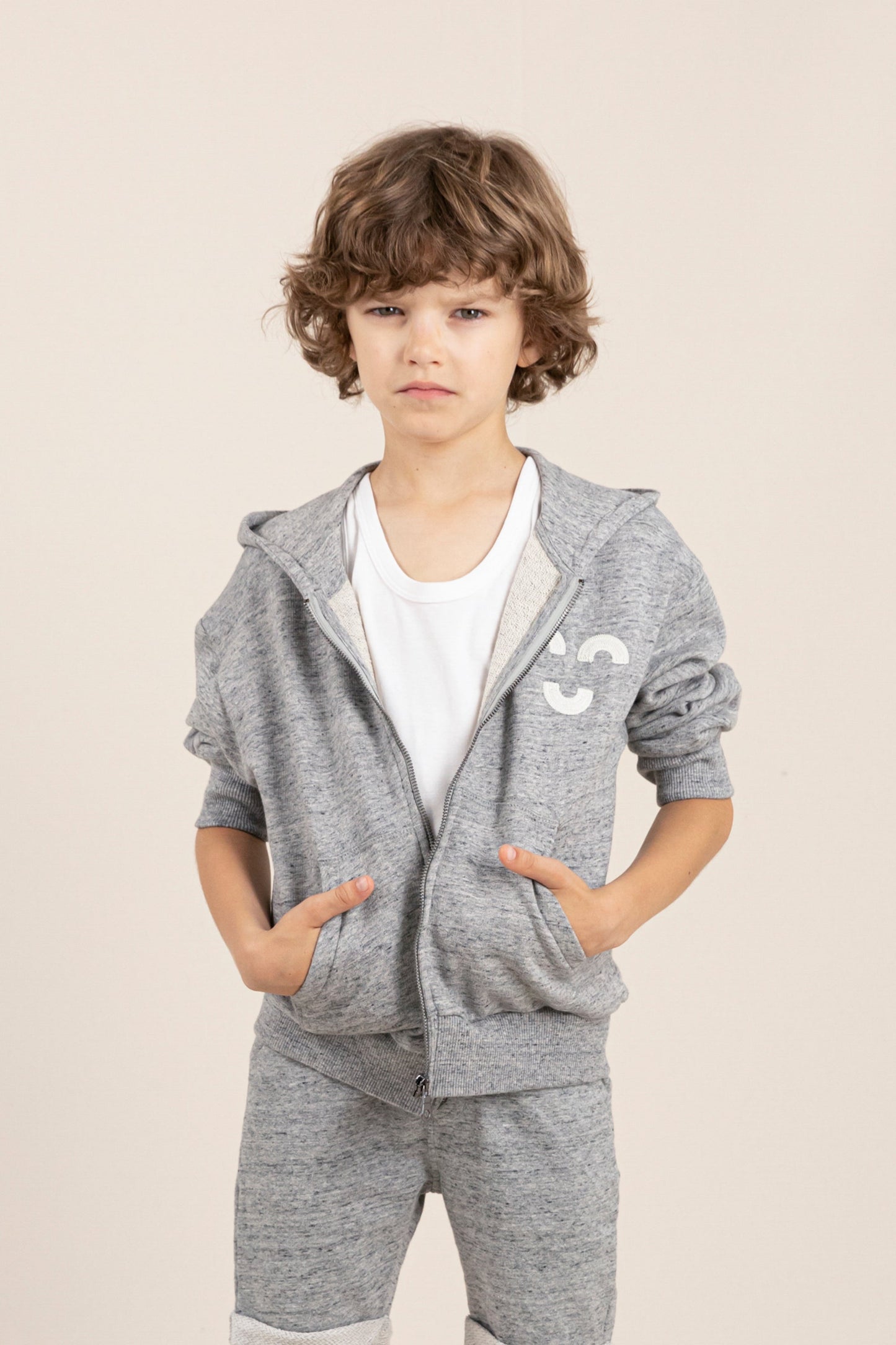 JOEL Heather Grey Macaroni - Zipped Hoodie