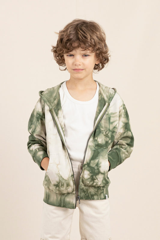 JOEL Safari Khaki Tie & Dye - Zipped Hoodie