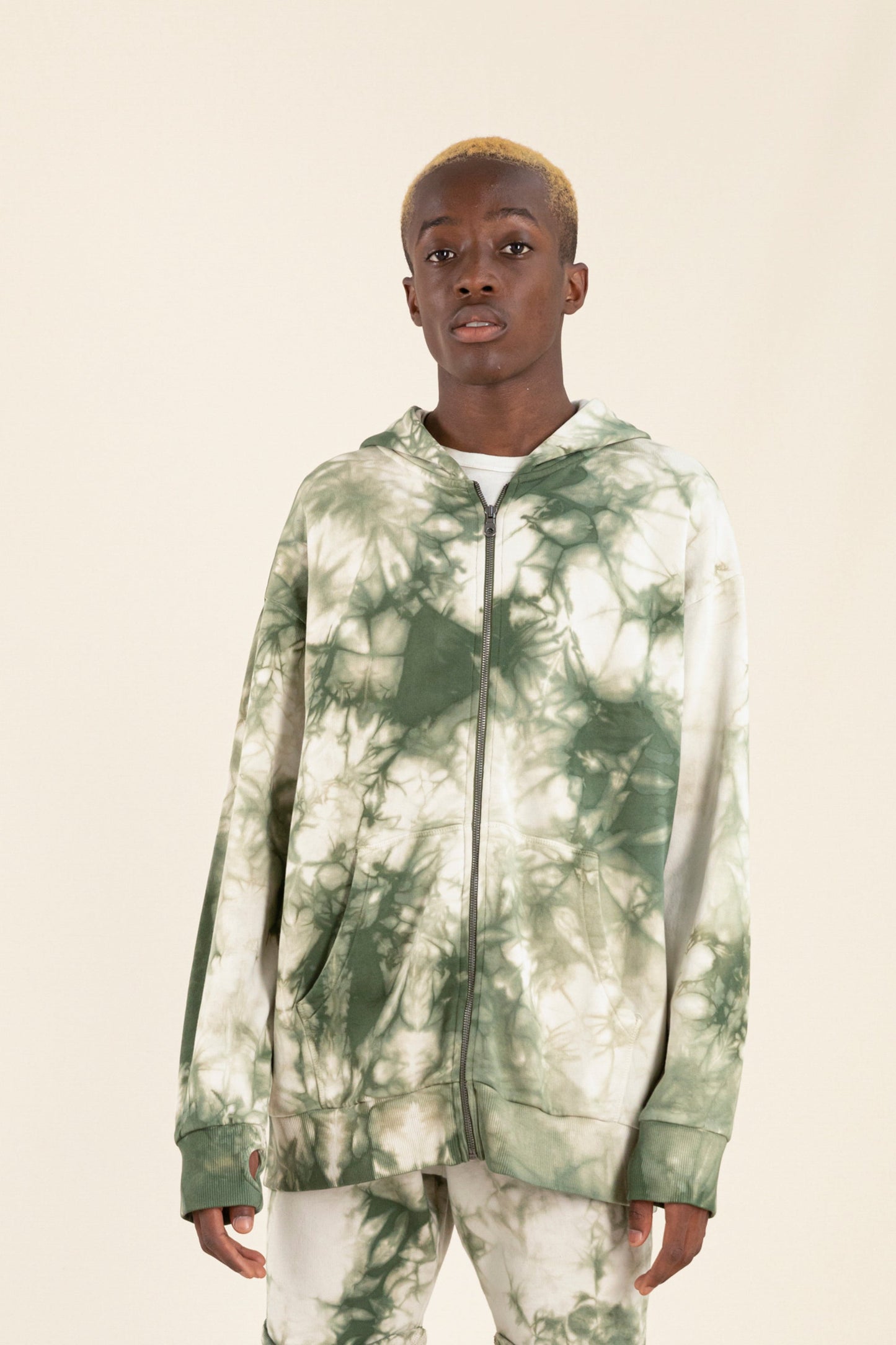 JOEL Safari Khaki Tie & Dye - Zipped Hoodie