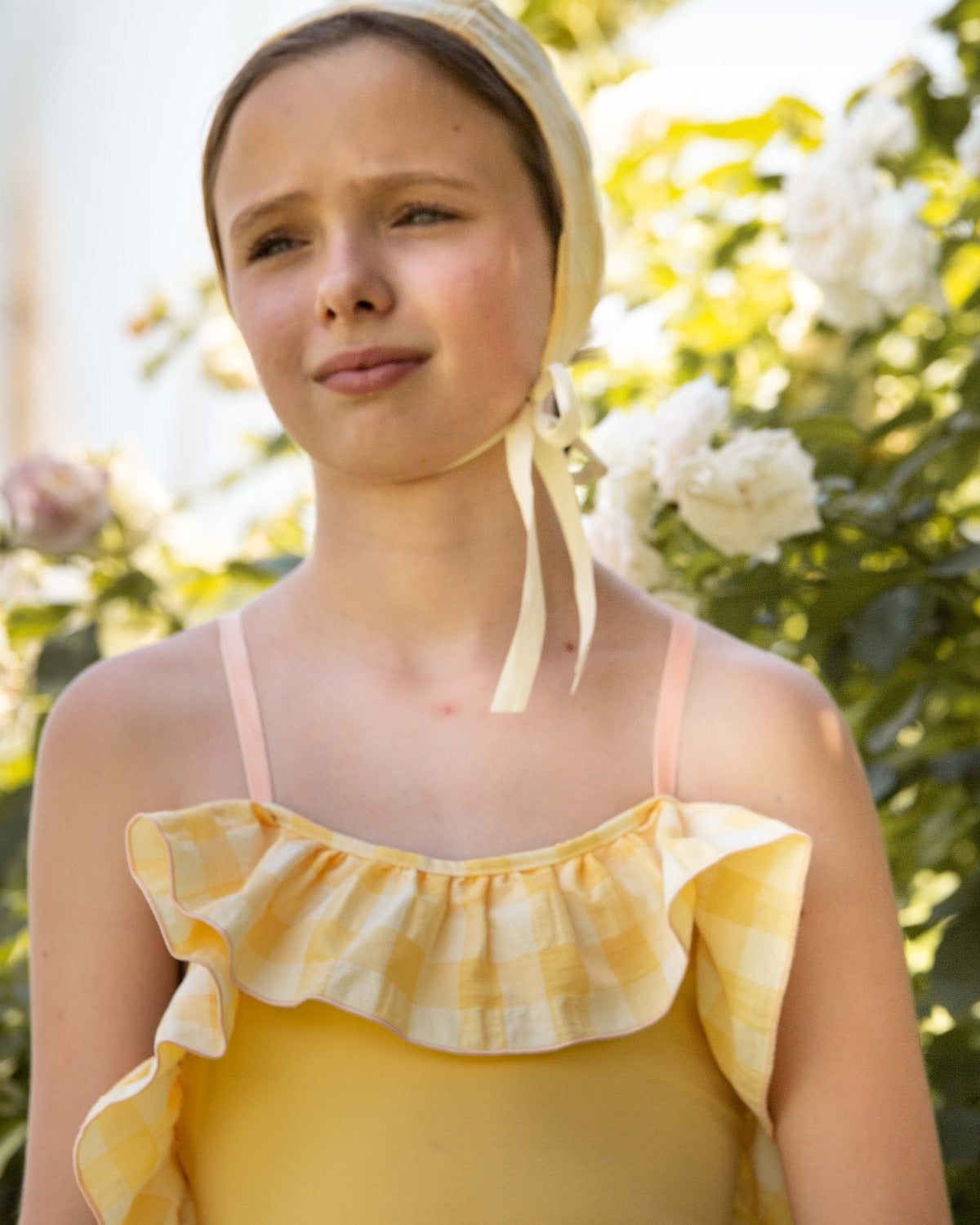 Joy Swimsuit Gingham Yellow Swimwear Cosmosophie 