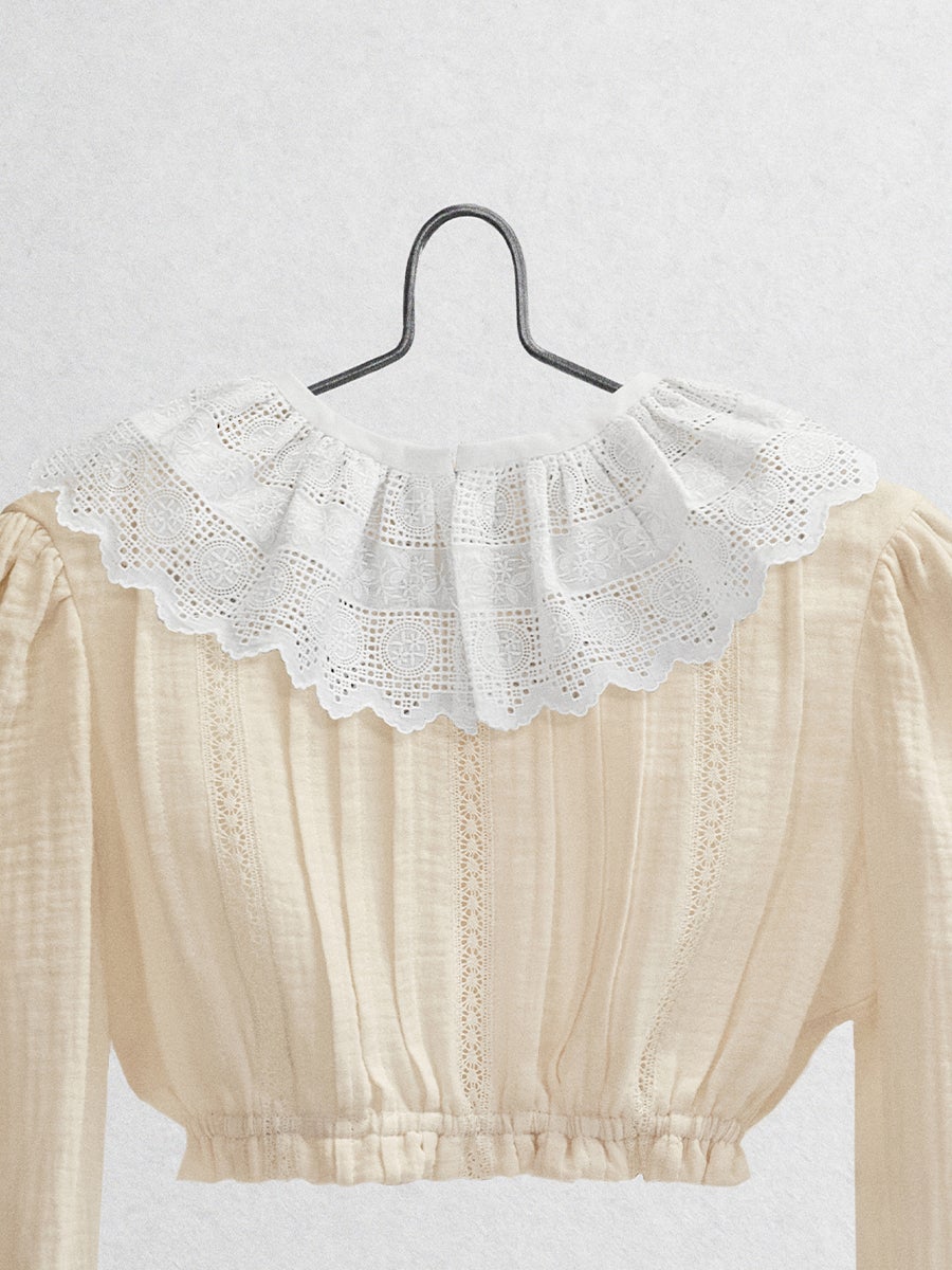 The Lavanda Top Tops Five of us Lace collar 3 years 