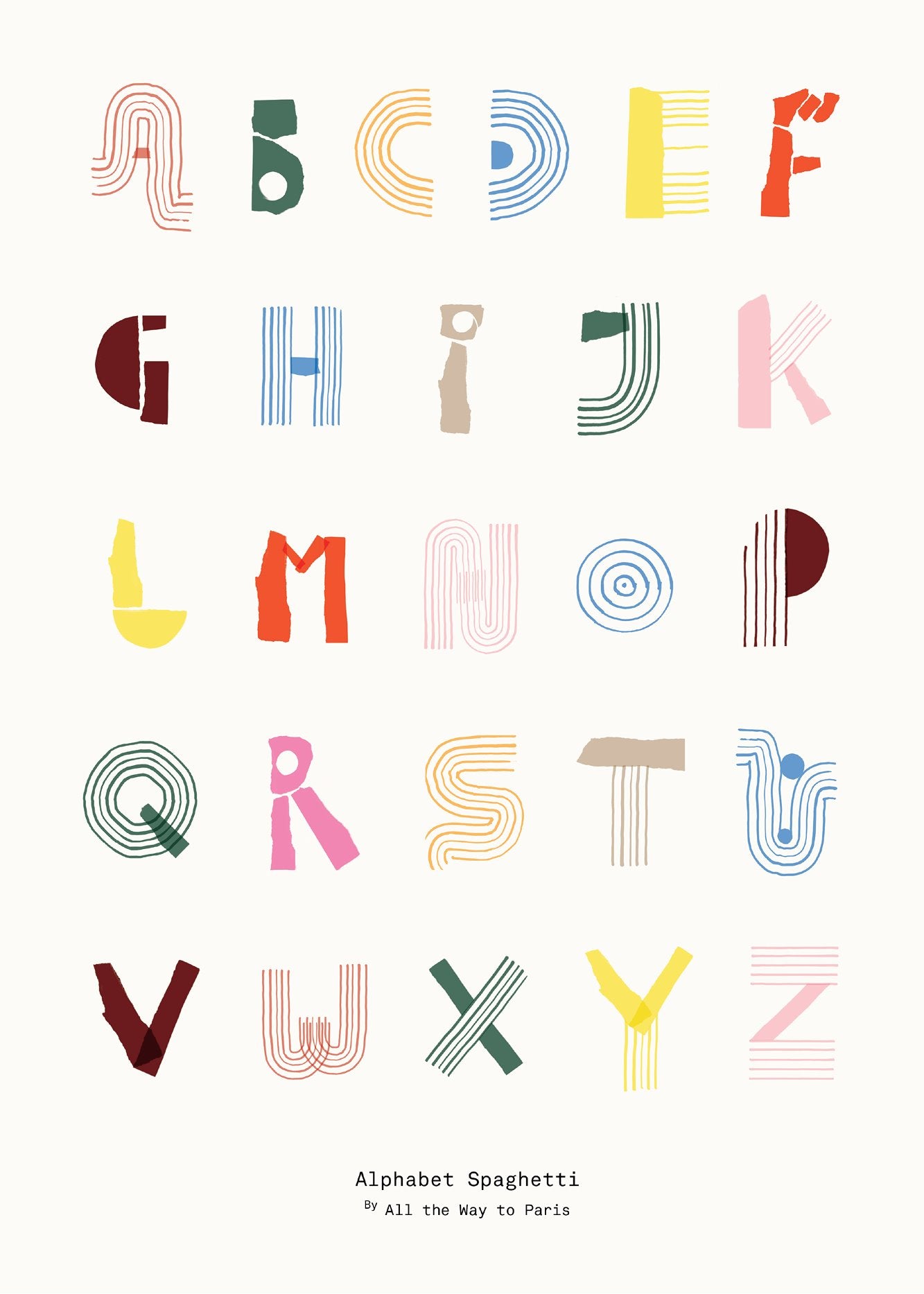 MADO Alphabet Spaghetti 50x70 cm Poster Nofred 