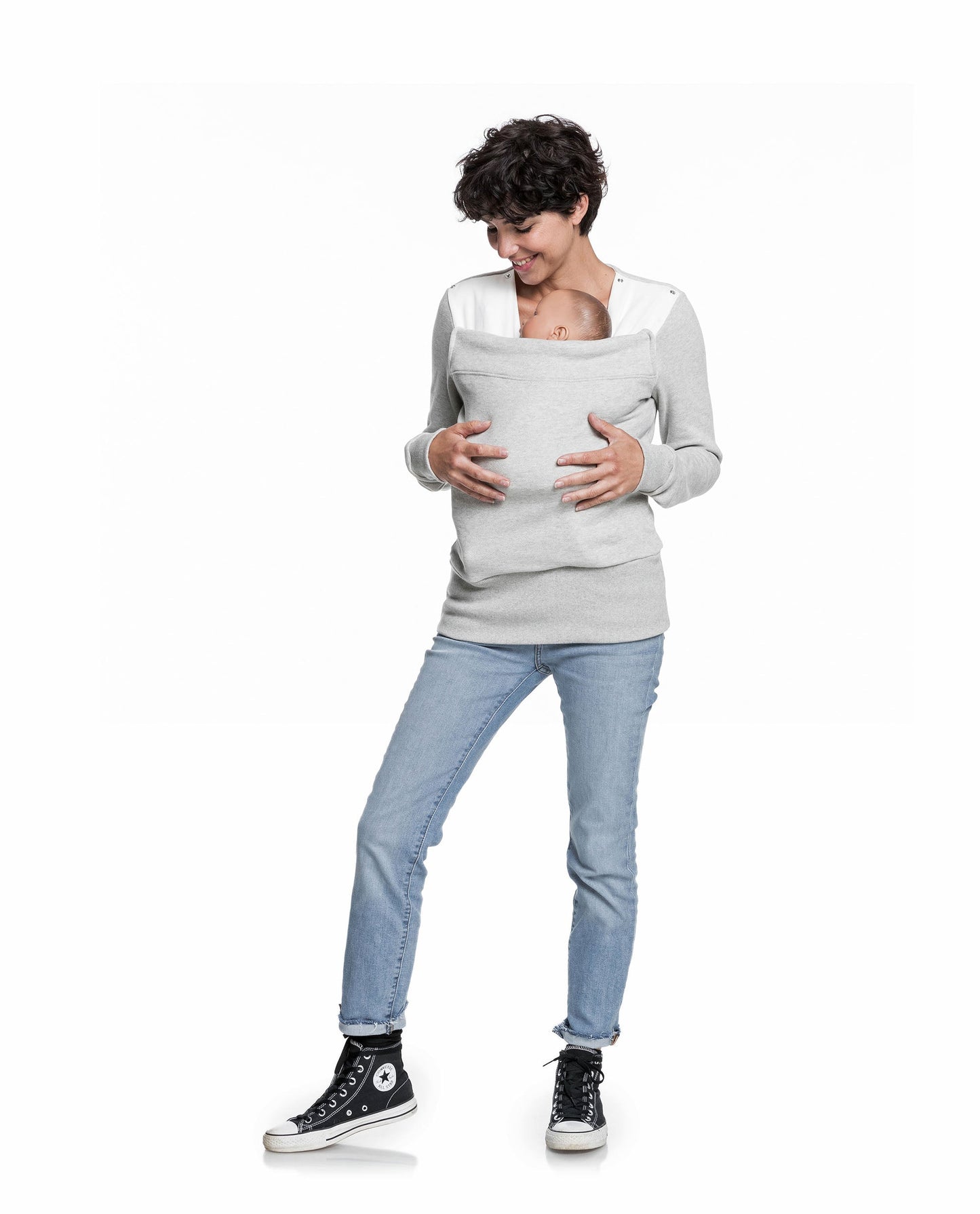 Baby carrier sweatshirt | Mama Hangs Out | Heather grey Carriers Mama Hangs 