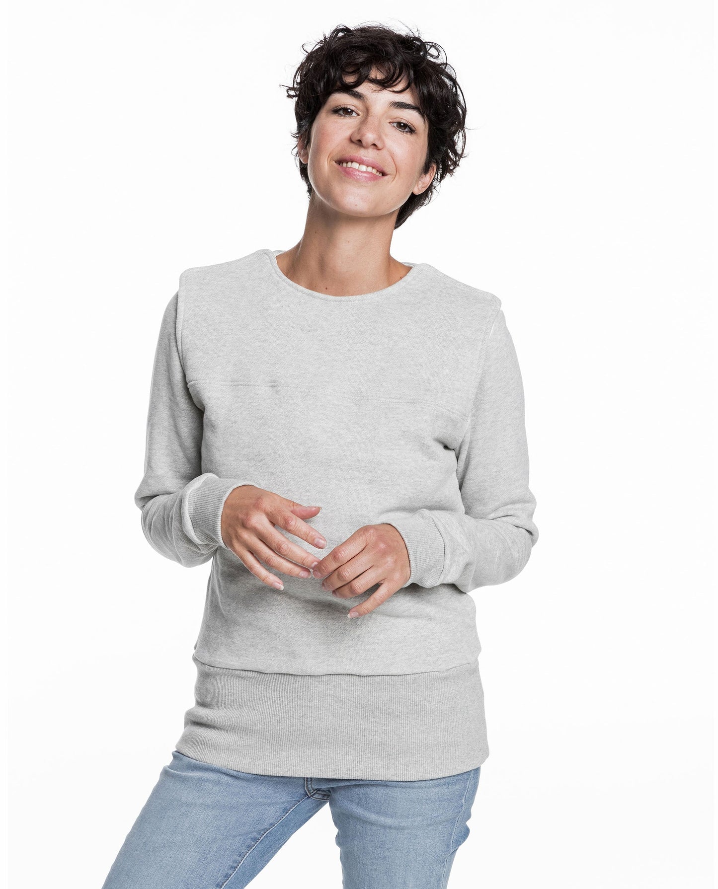 Baby carrier sweatshirt | Mama Hangs Out | Heather grey Carriers Mama Hangs 