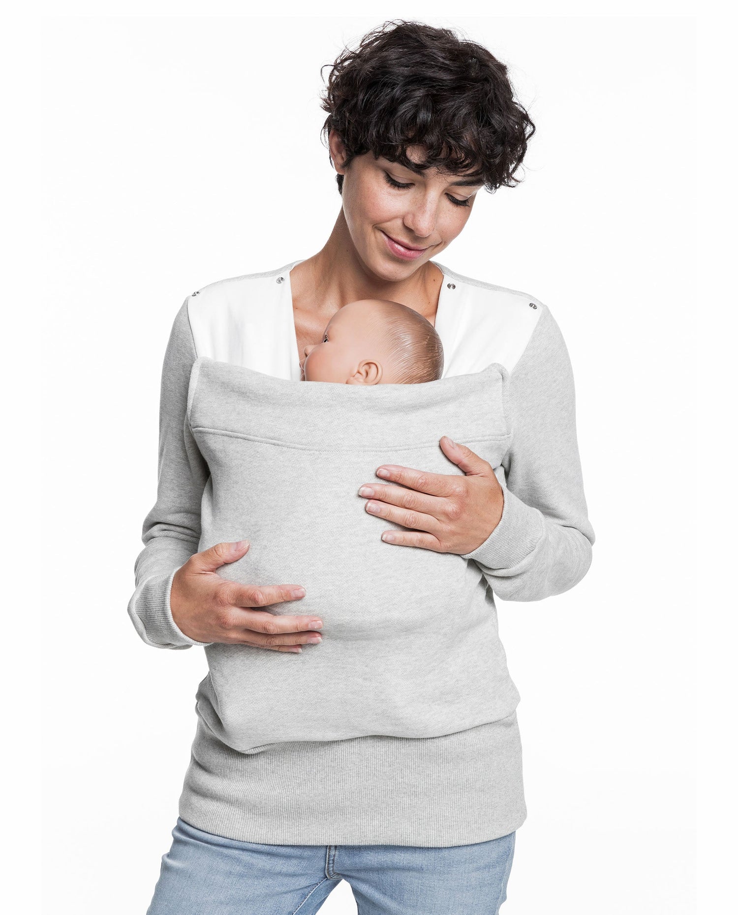 Baby carrier sweatshirt | Mama Hangs Out | Heather grey Carriers Mama Hangs 