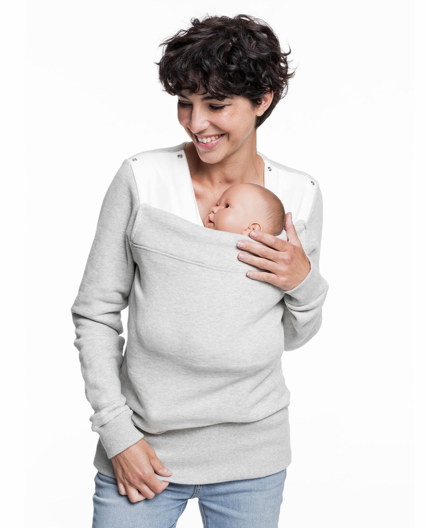 Baby carrier sweatshirt | Mama Hangs Out | Heather grey Carriers Mama Hangs 