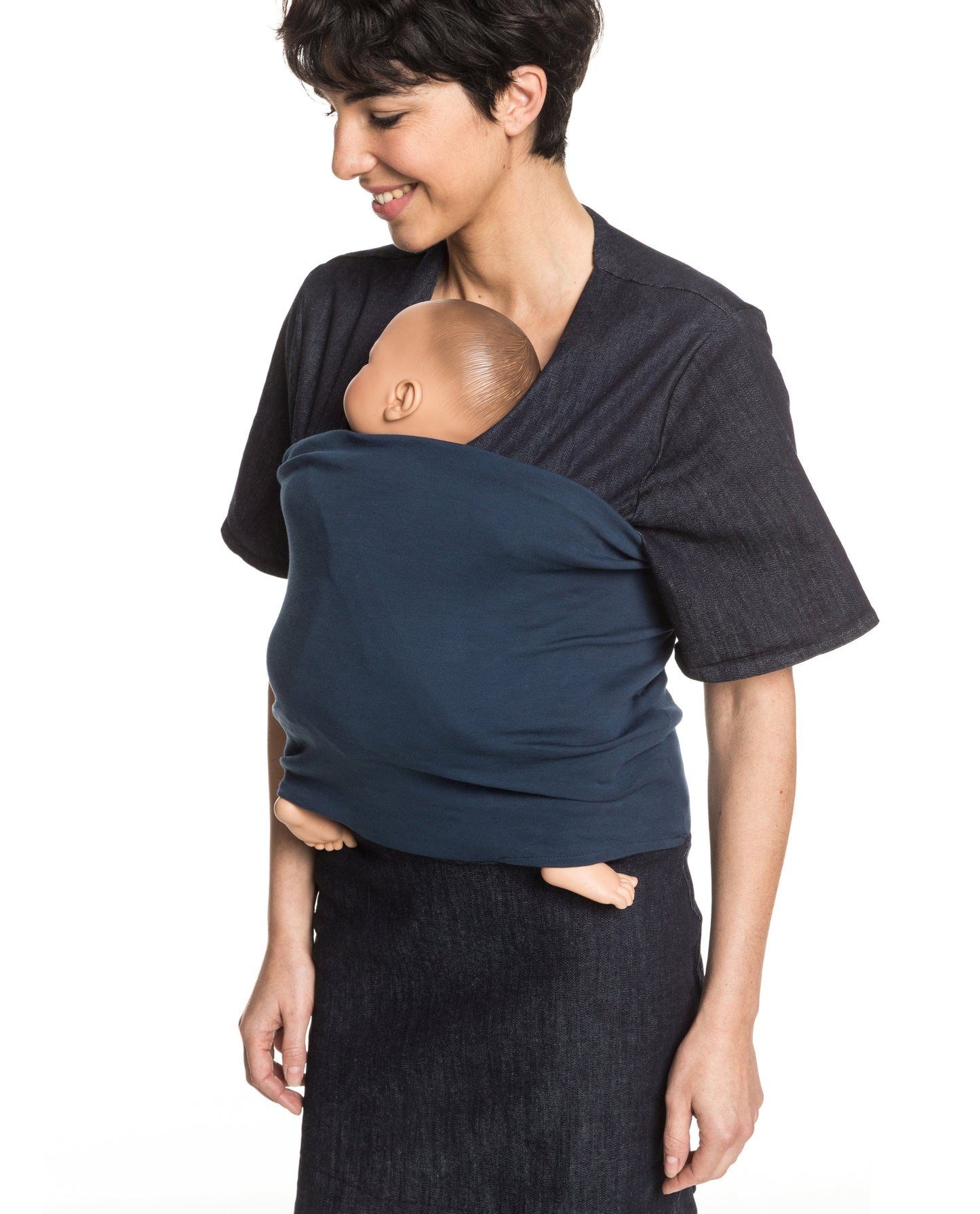 Baby carrier kimono | Dark blue denim Carriers Mama Hangs 