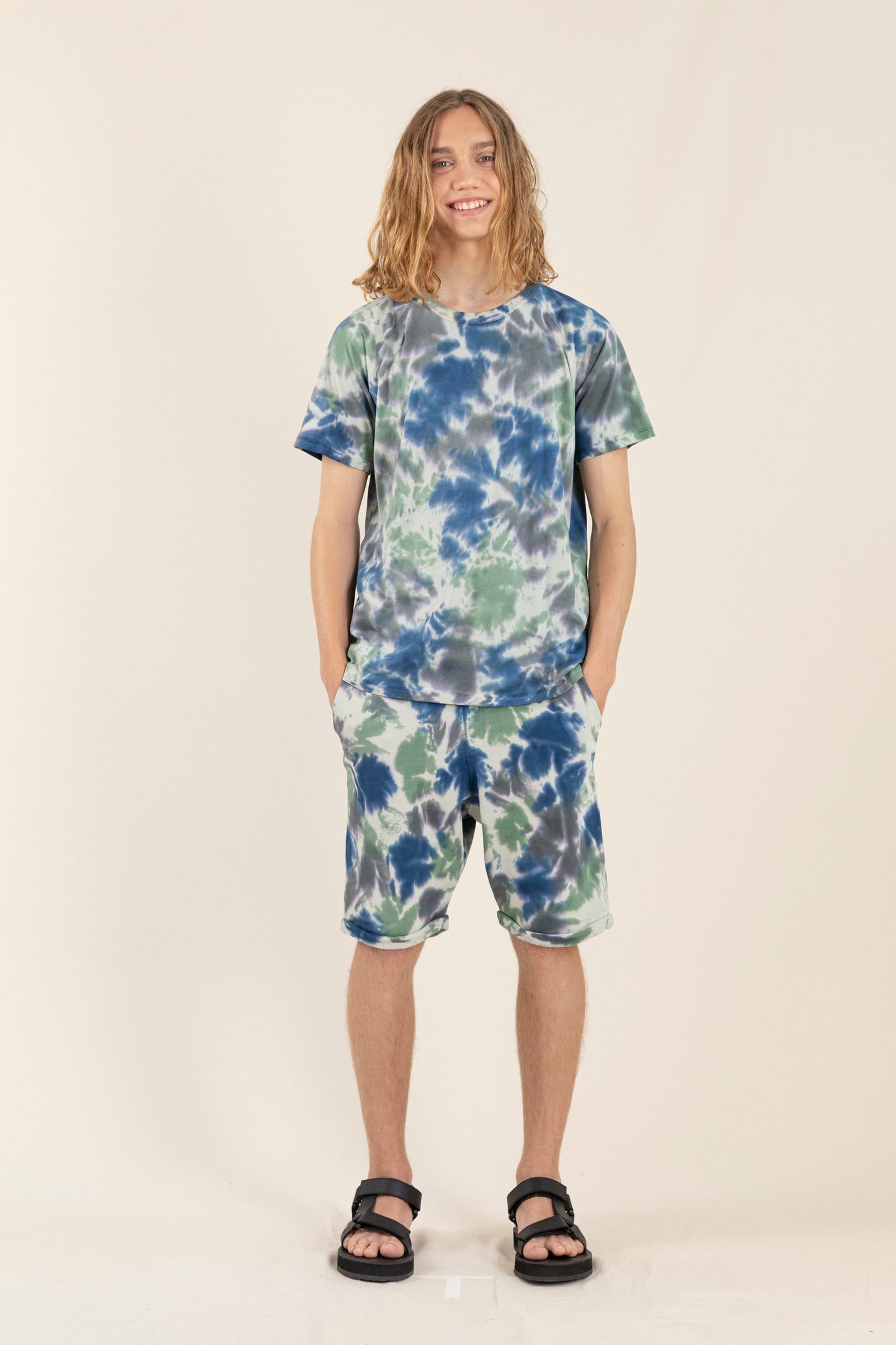 NEW GROUNDED True Blue Tie & Dye - Bermuda Shorts