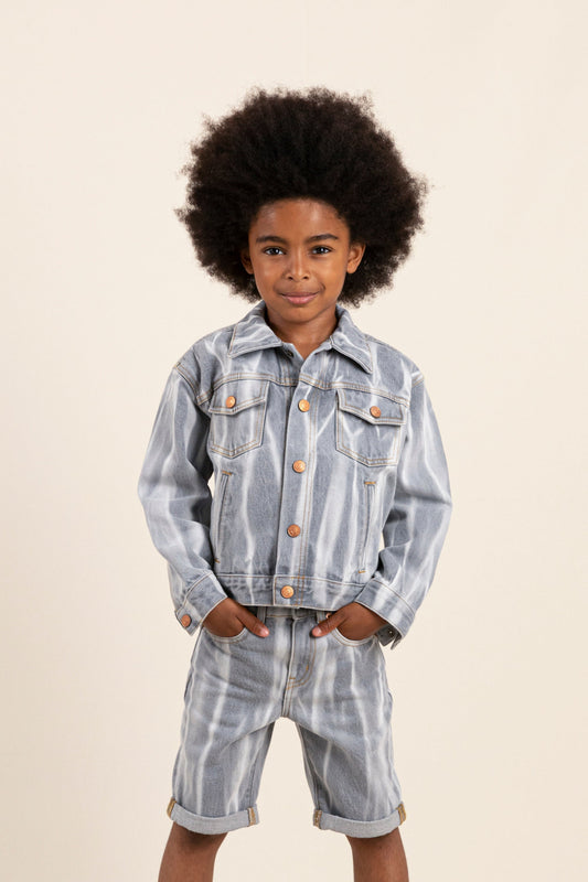 NICK Light Grey Tie & Dye - Denim Jacket | Women