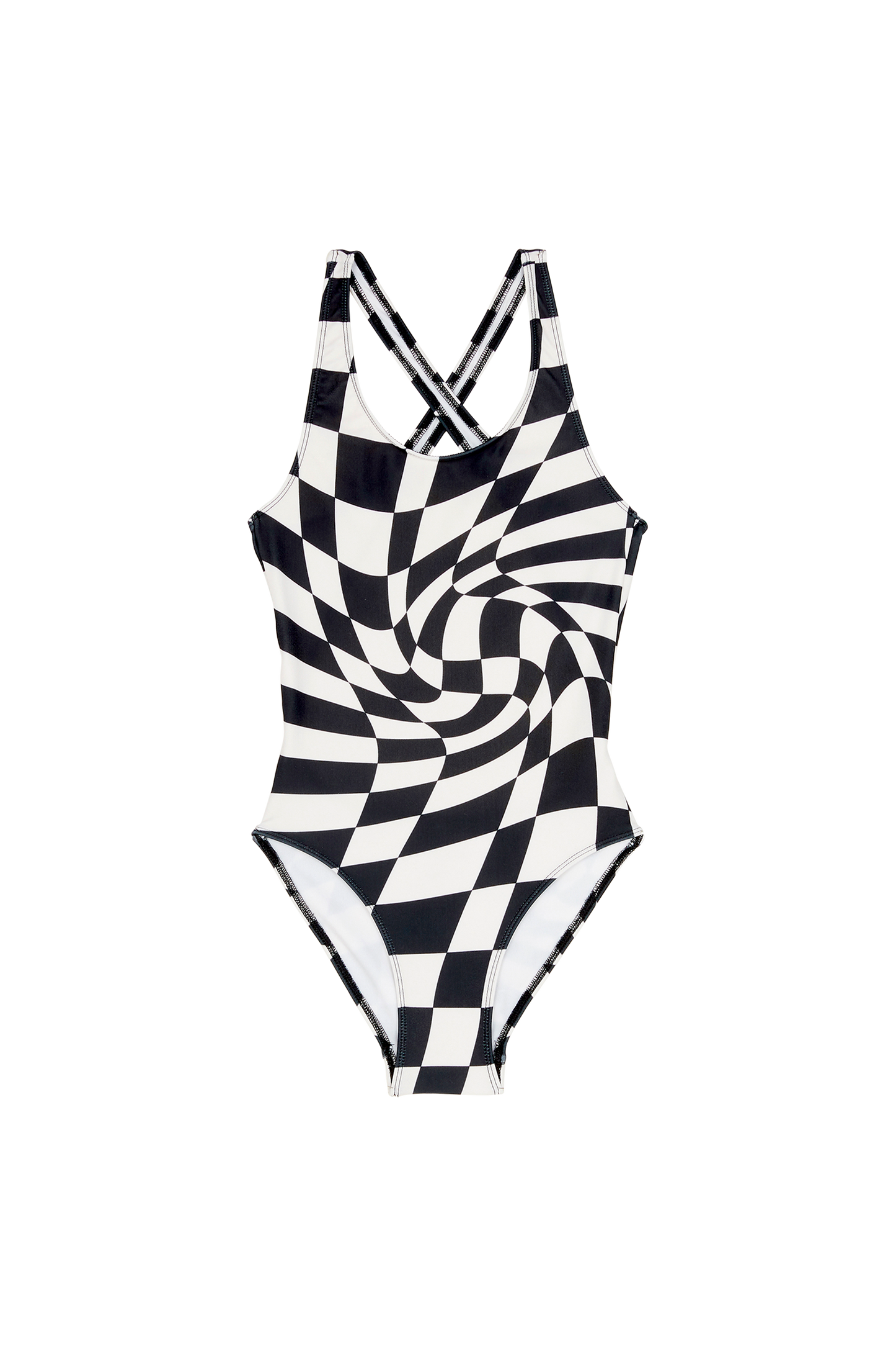 OLIVIA Black Twisted Checkers - Swimsuit