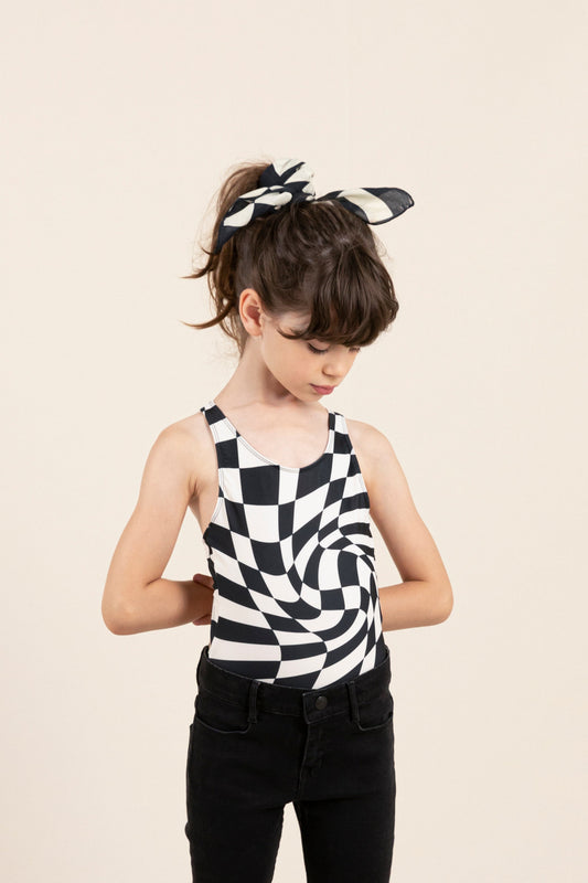 OLIVIA Black Twisted Checkers - Swimsuit