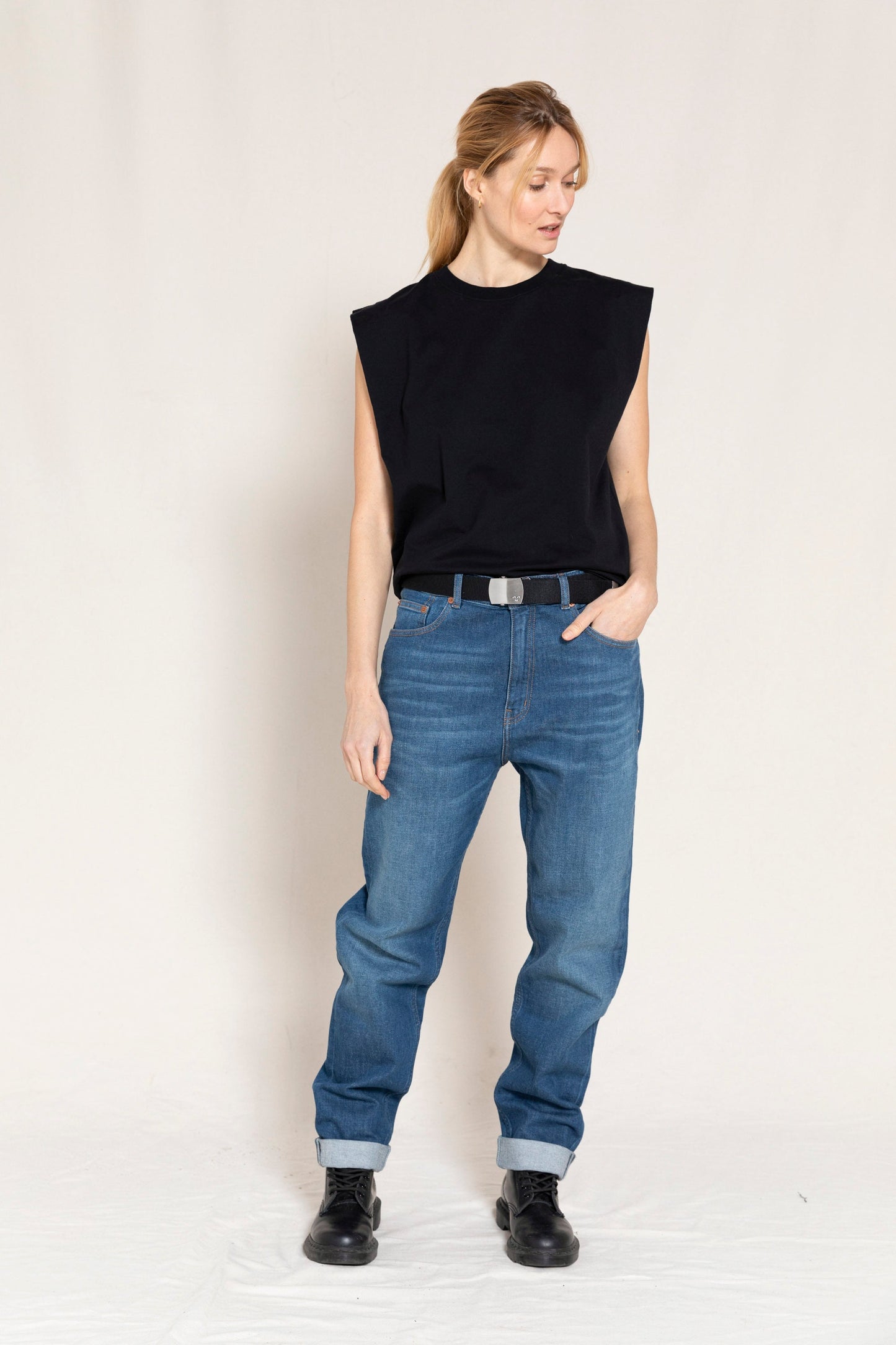 OLLIBIS Blue Denim - 5-Pocket Tapered Fit Jeans | Women