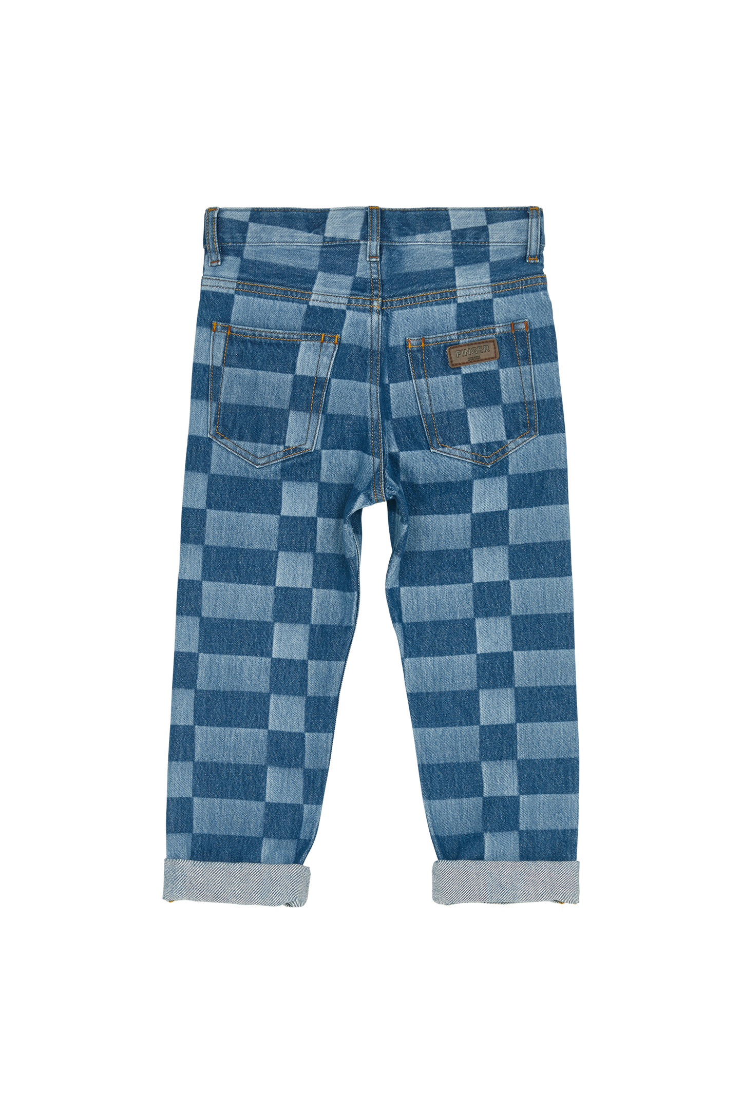 OLLIBIS Blue Denim Checkers - 5-Pocket Tapered Fit Jeans | Women