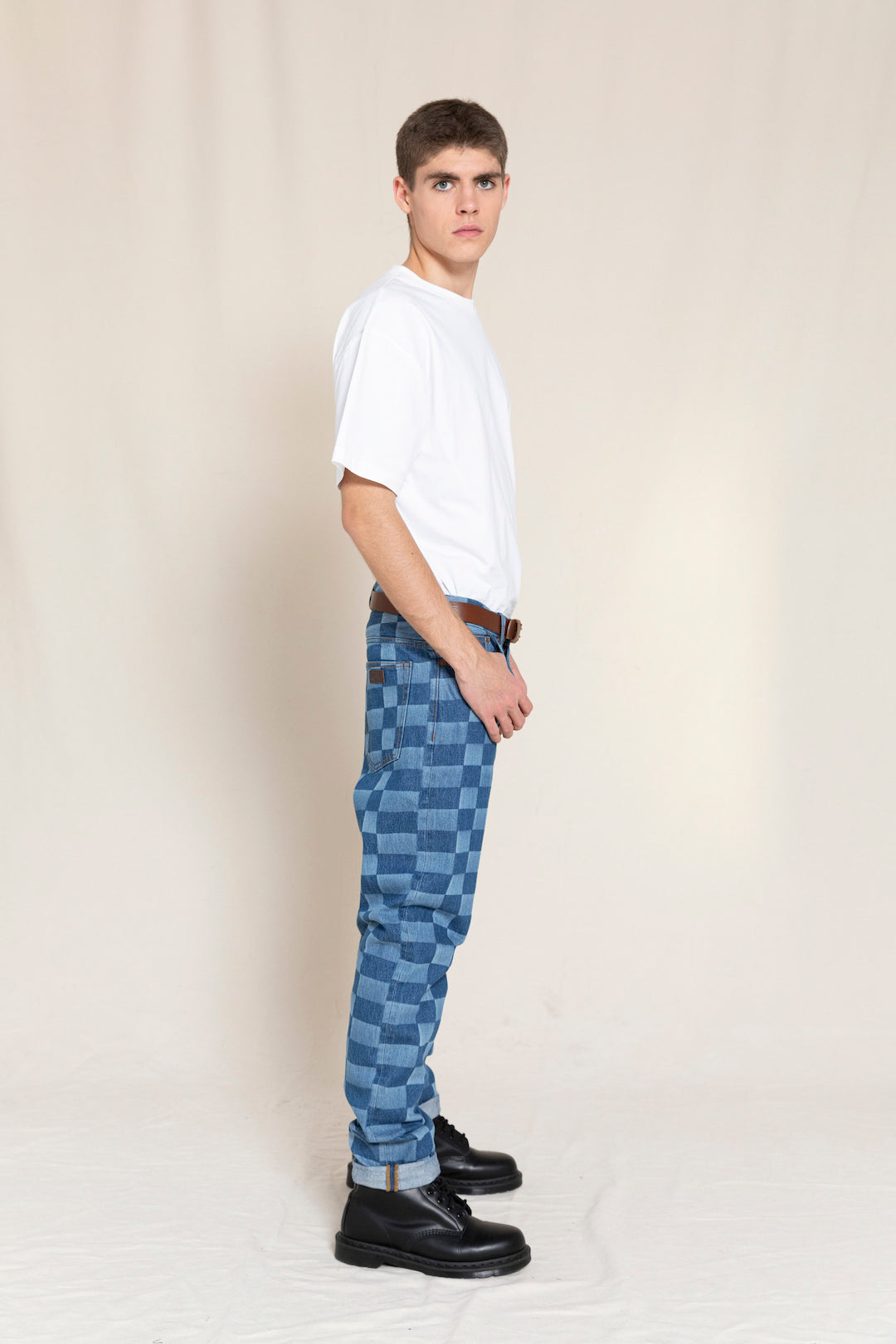 OLLIBIS Blue Denim Checkers - 5-Pocket Tapered Fit Jeans | Women