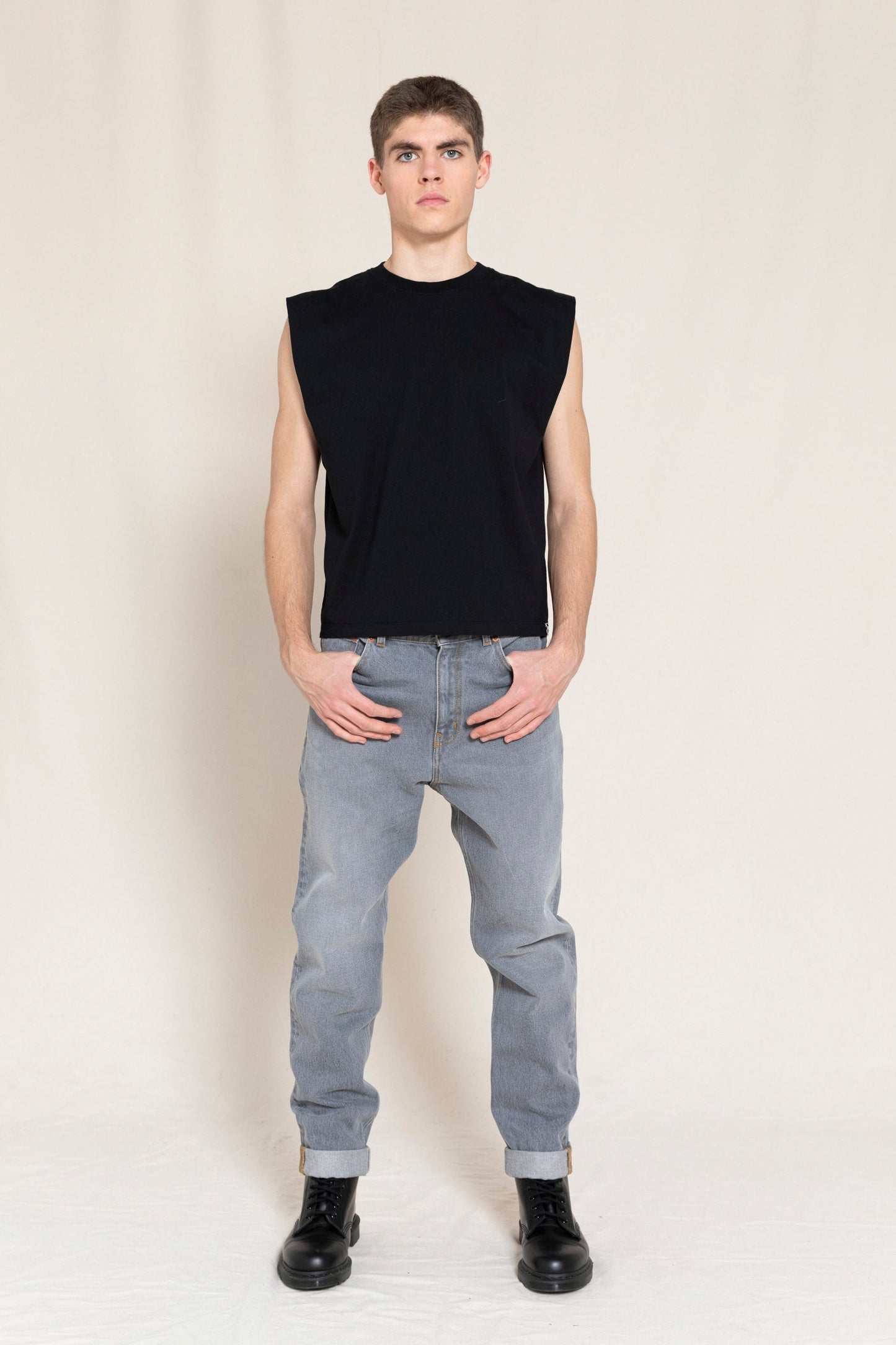 OLLIBIS Light Grey Denim - 5-Pocket Tapered Fit Jeans