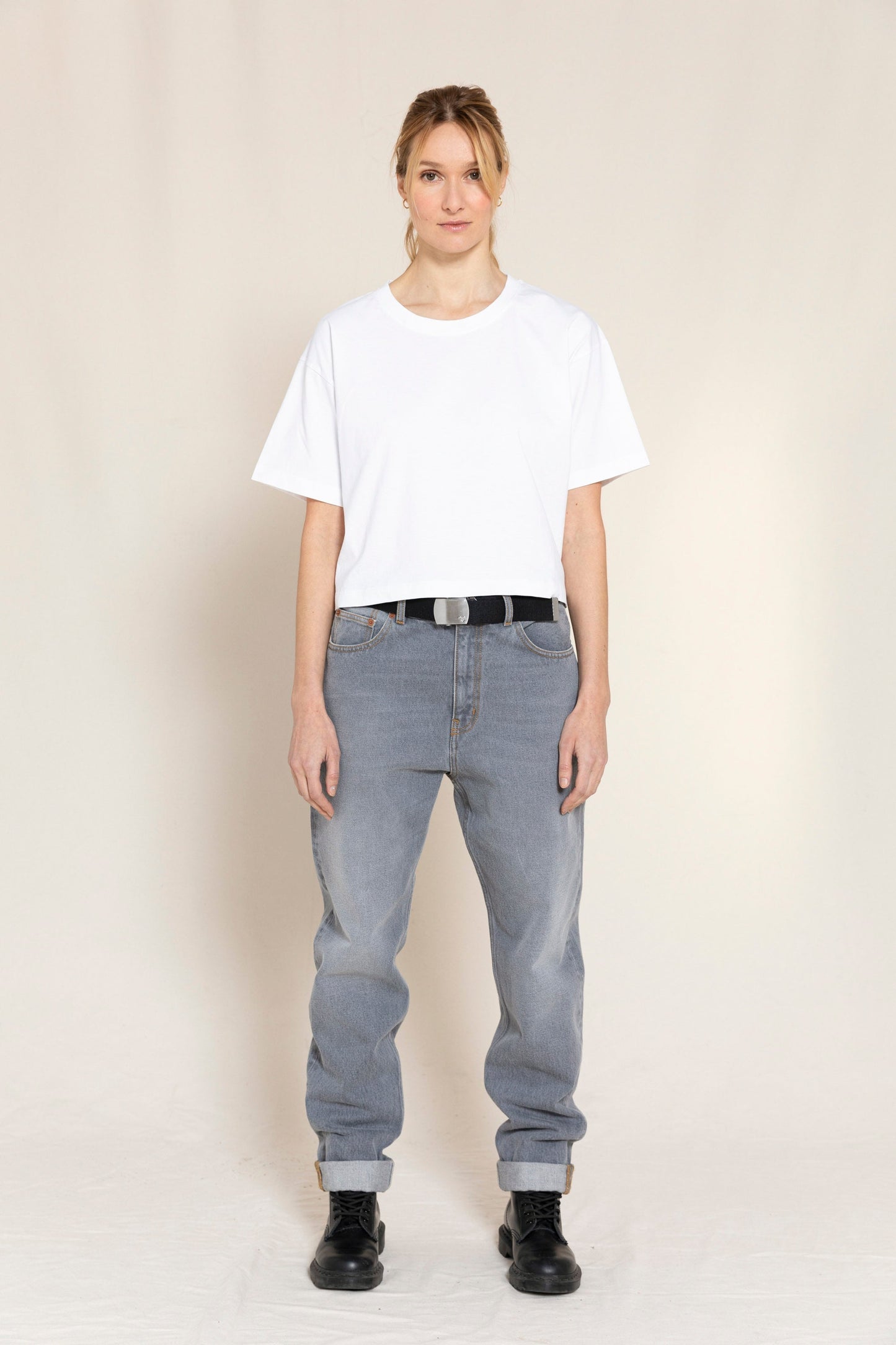 OLLIBIS Light Grey Denim - 5-Pocket Tapered Fit Jeans | Women
