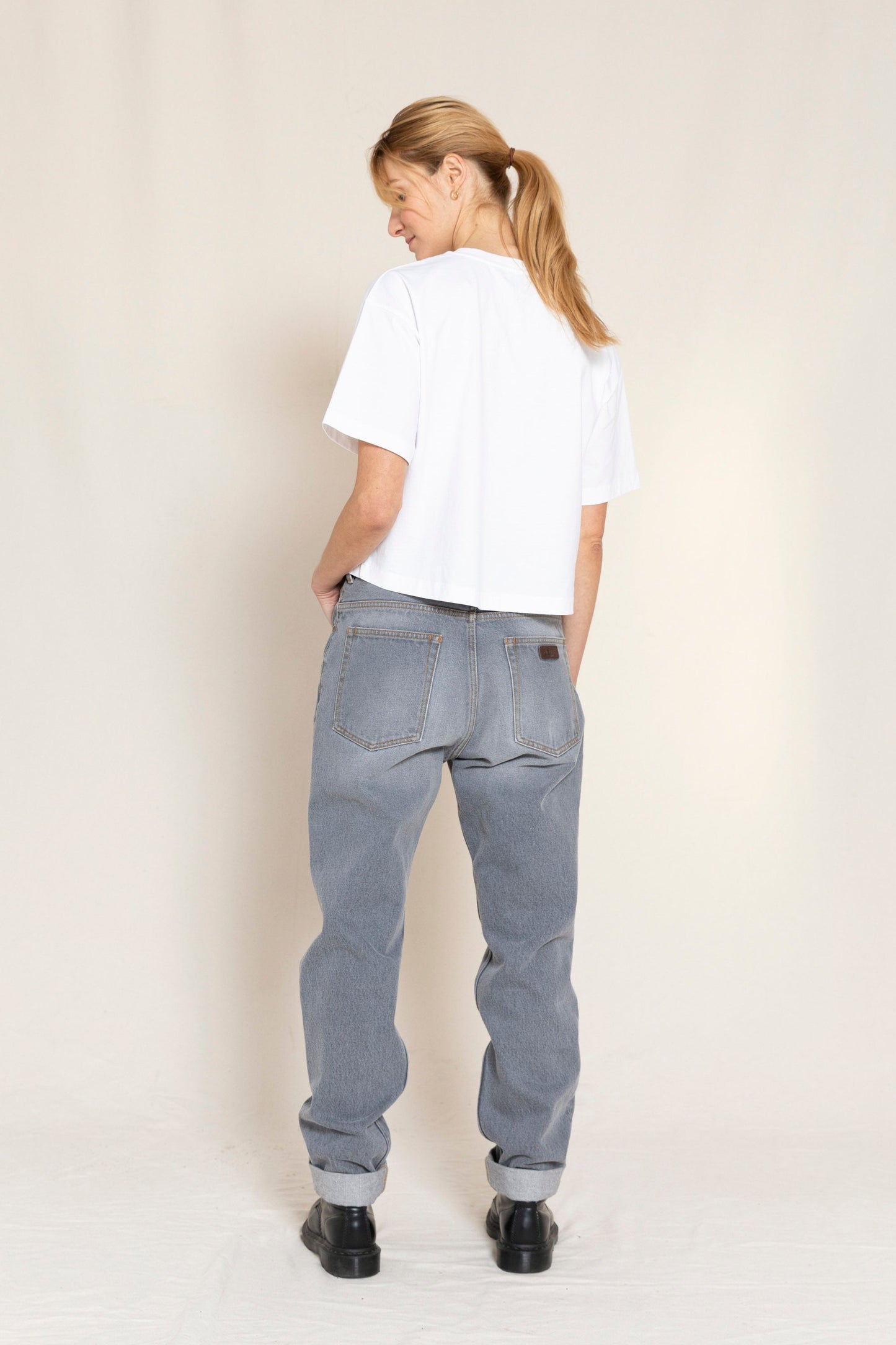 OLLIBIS Light Grey Denim - 5-Pocket Tapered Fit Jeans | Women