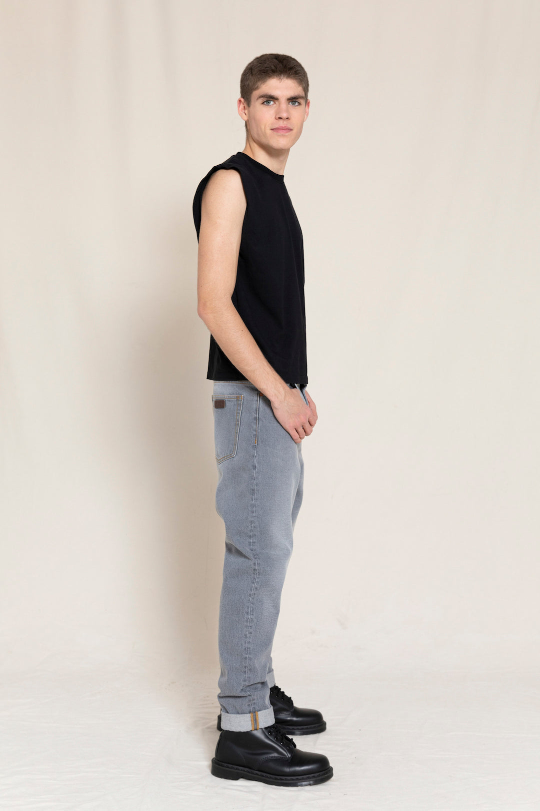 OLLIBIS Light Grey Denim - 5-Pocket Tapered Fit Jeans | Women