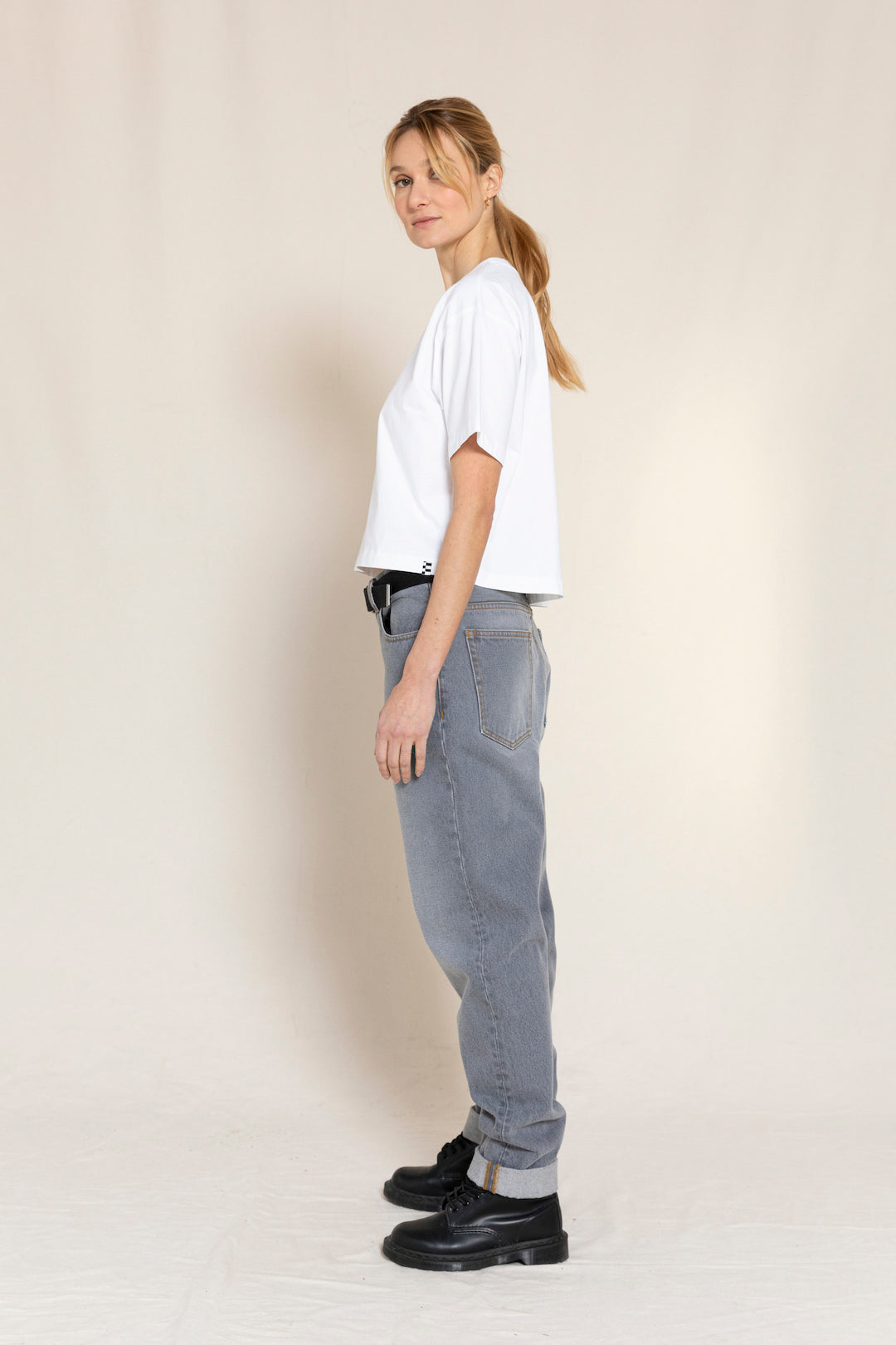 OLLIBIS Light Grey Denim - 5-Pocket Tapered Fit Jeans | Women