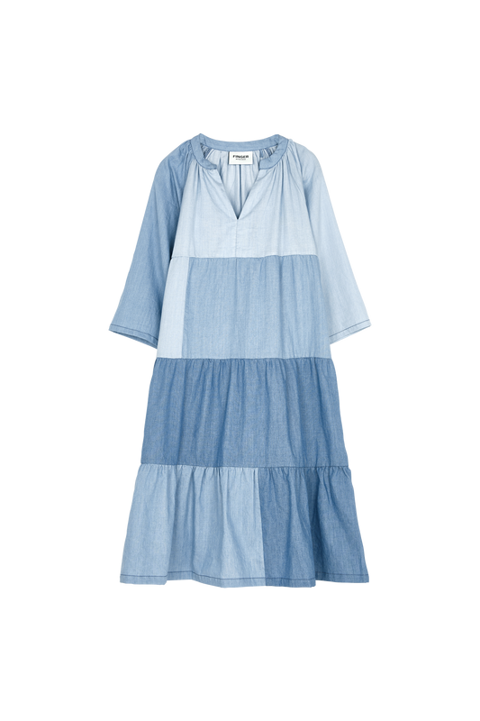 ROSABEACH Blue Denim Patch - Long Beach Dress