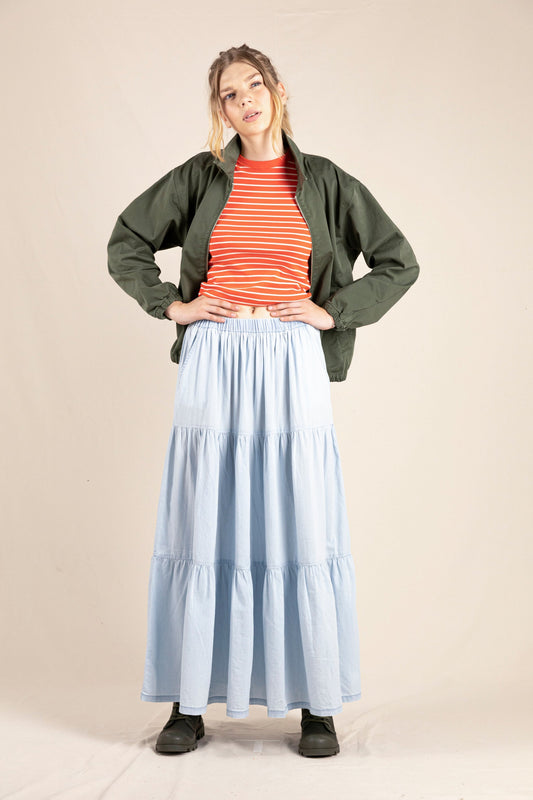 ROSA Bleached Blue Denim - Long Skirt | Women