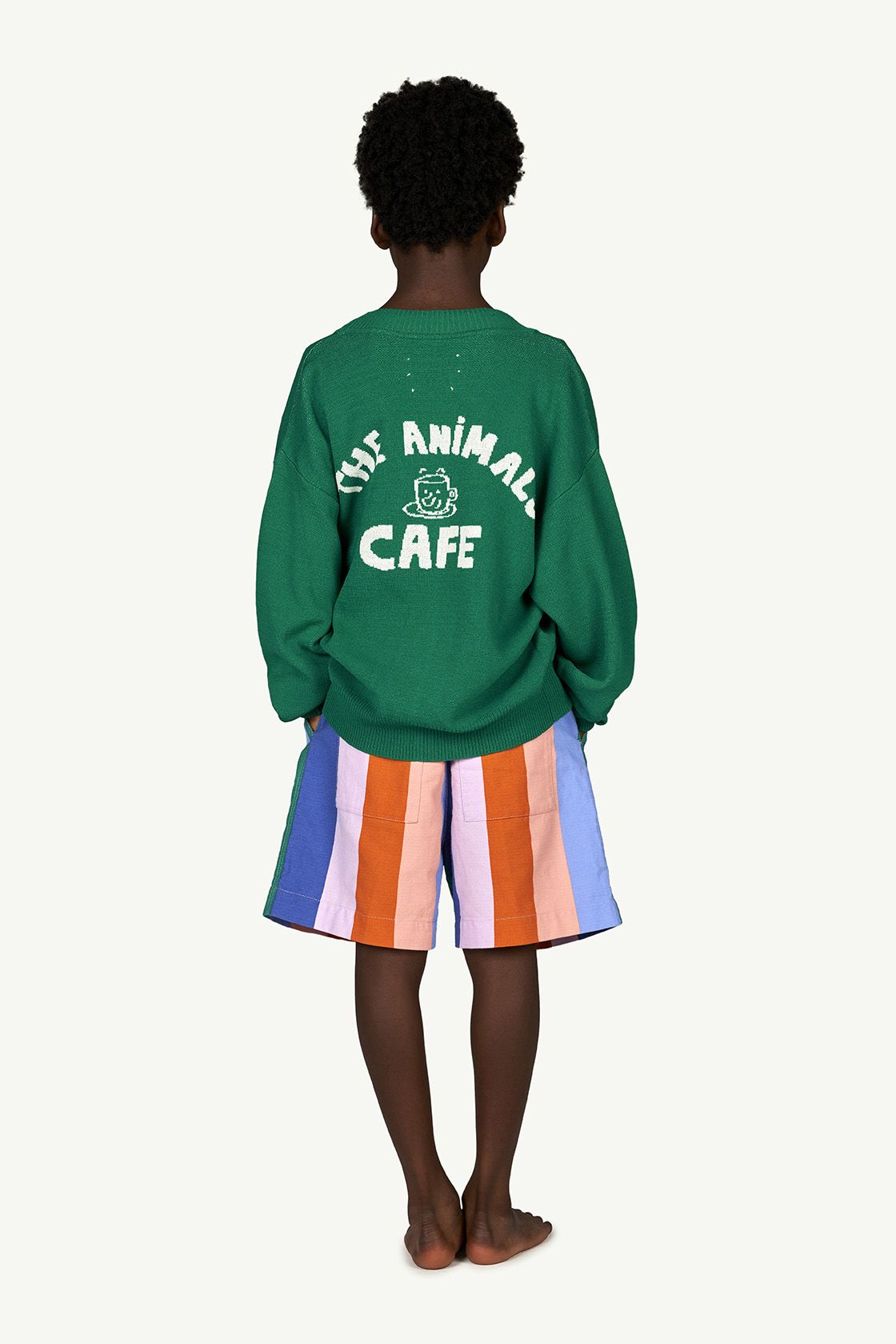 Plain racoon cardigan Green Knitwear The Animals Observatory 
