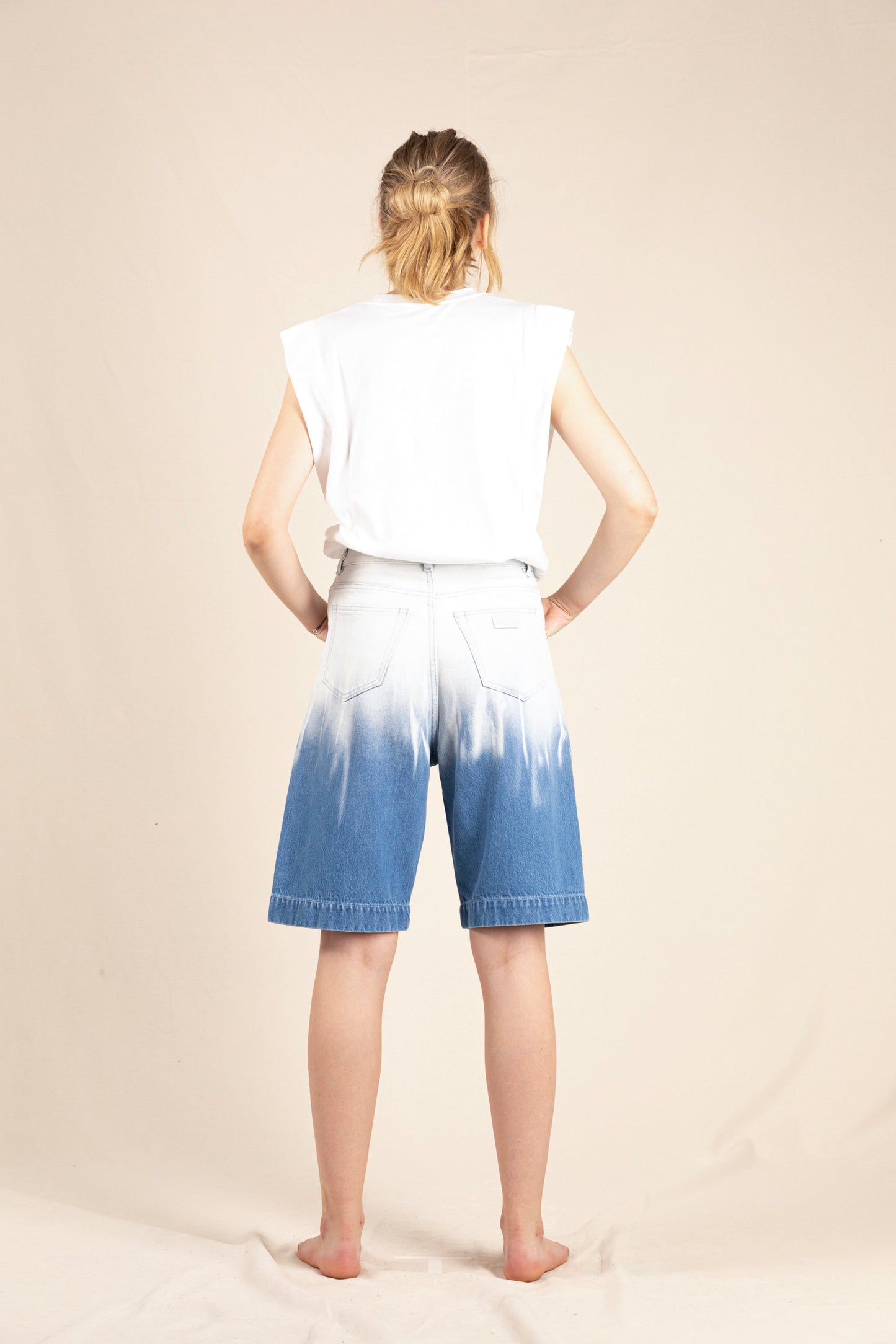 SALLY Bleached Blue Dip Dye - Large Bermuda Shorts