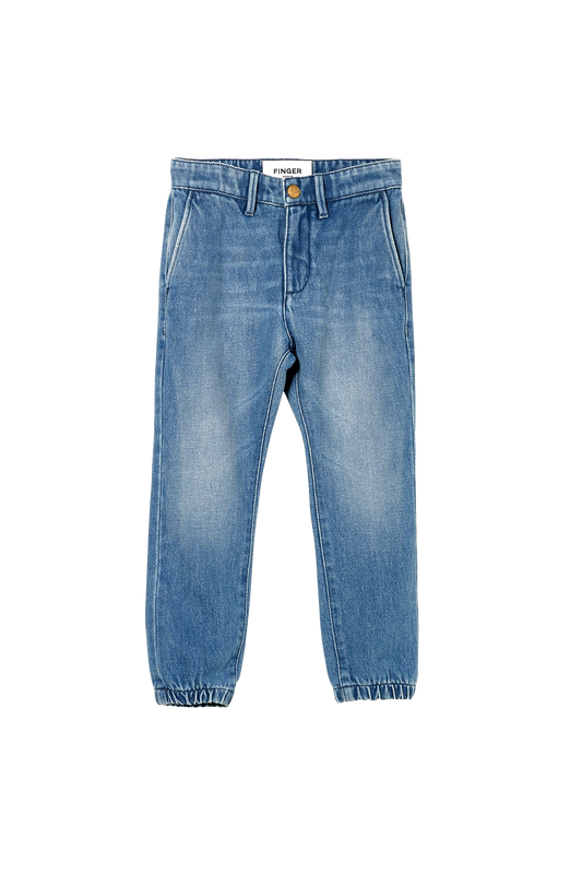 SKATER Medium Blue - Elasticed Bottom Chino Fit Pants | Women