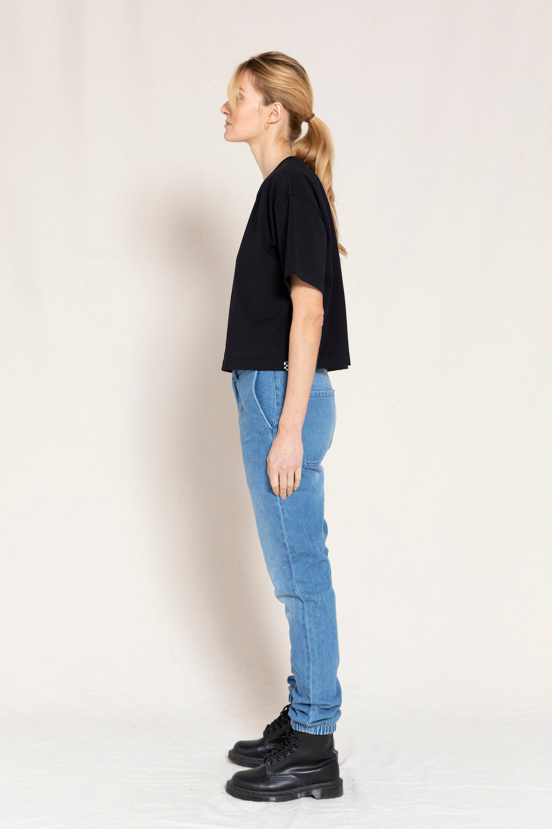 SKATER Medium Blue - Elasticed Bottom Chino Fit Pants | Women