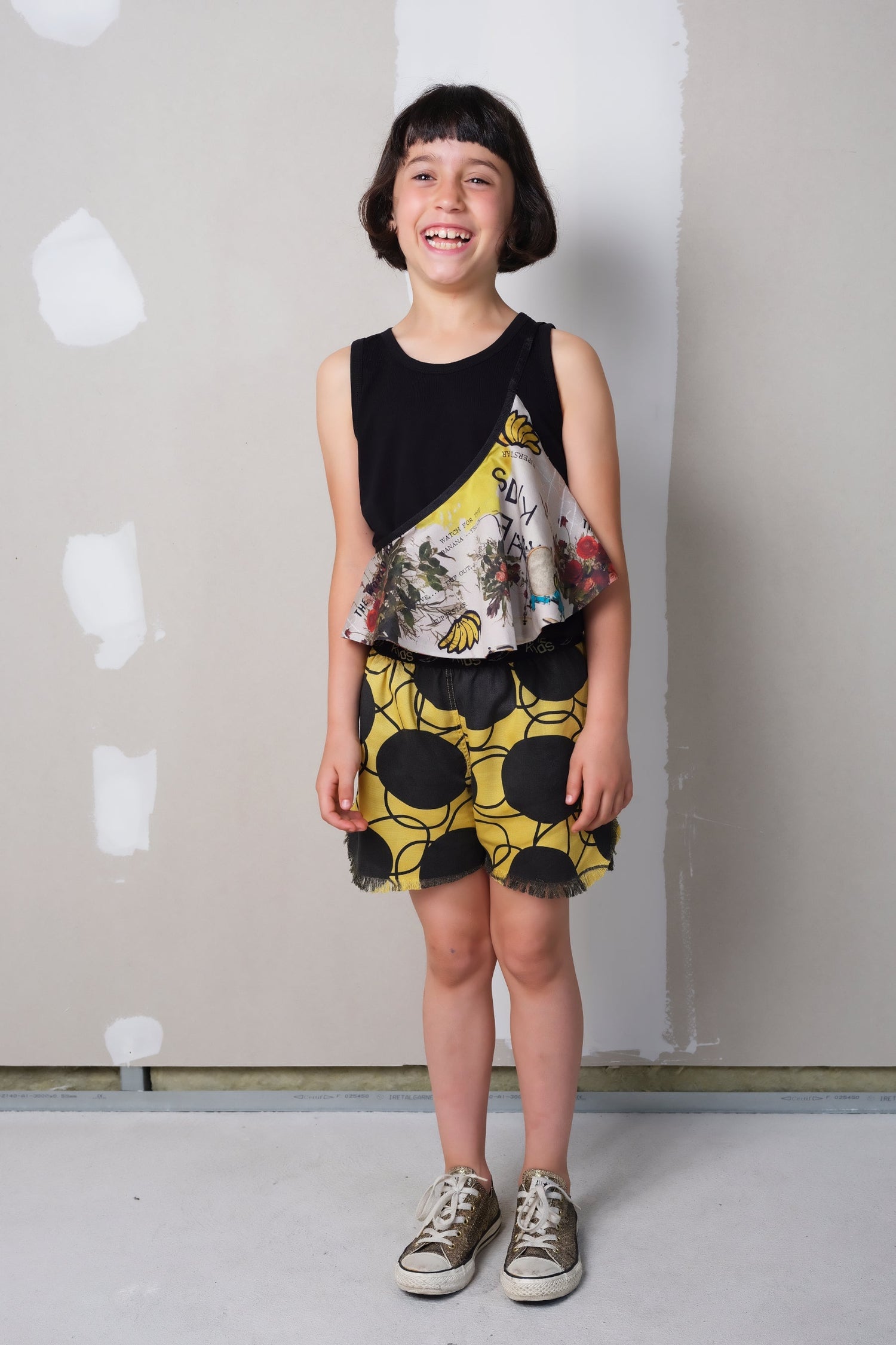 Augusto Retro Flowers Yellow SHORTS Wolf & Rita 