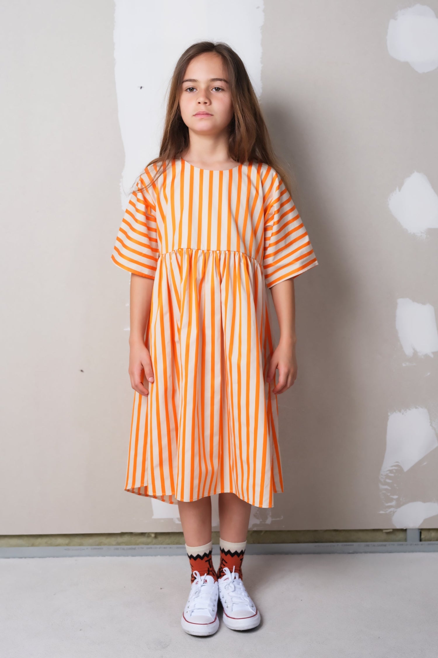 Silvia Orange Stripes Dresses Wolf & Rita 