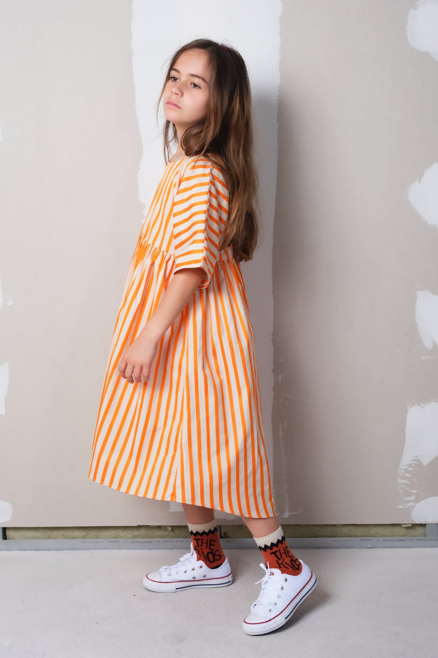 Silvia Orange Stripes Dresses Wolf & Rita 