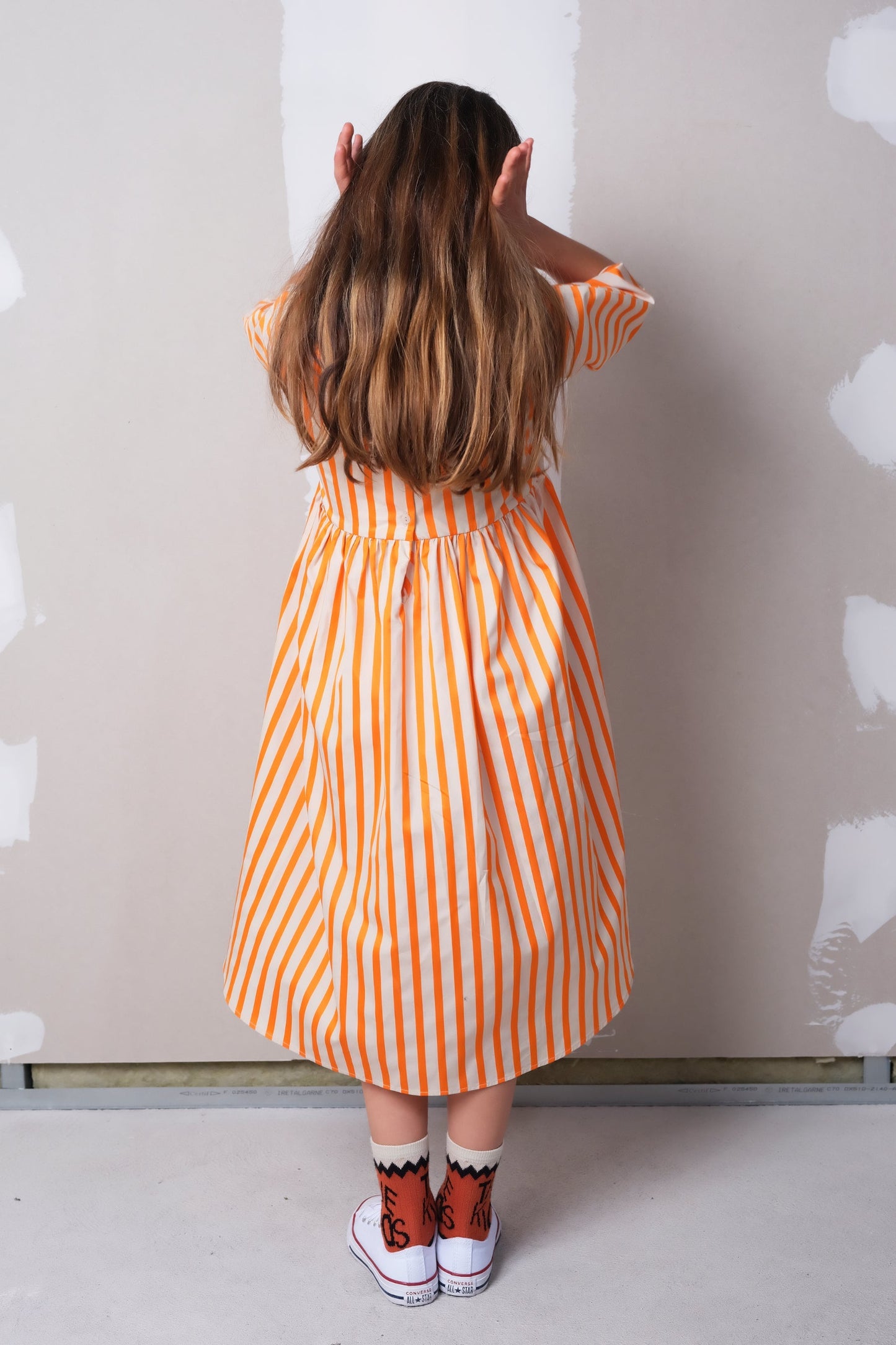 Silvia Orange Stripes Dresses Wolf & Rita 
